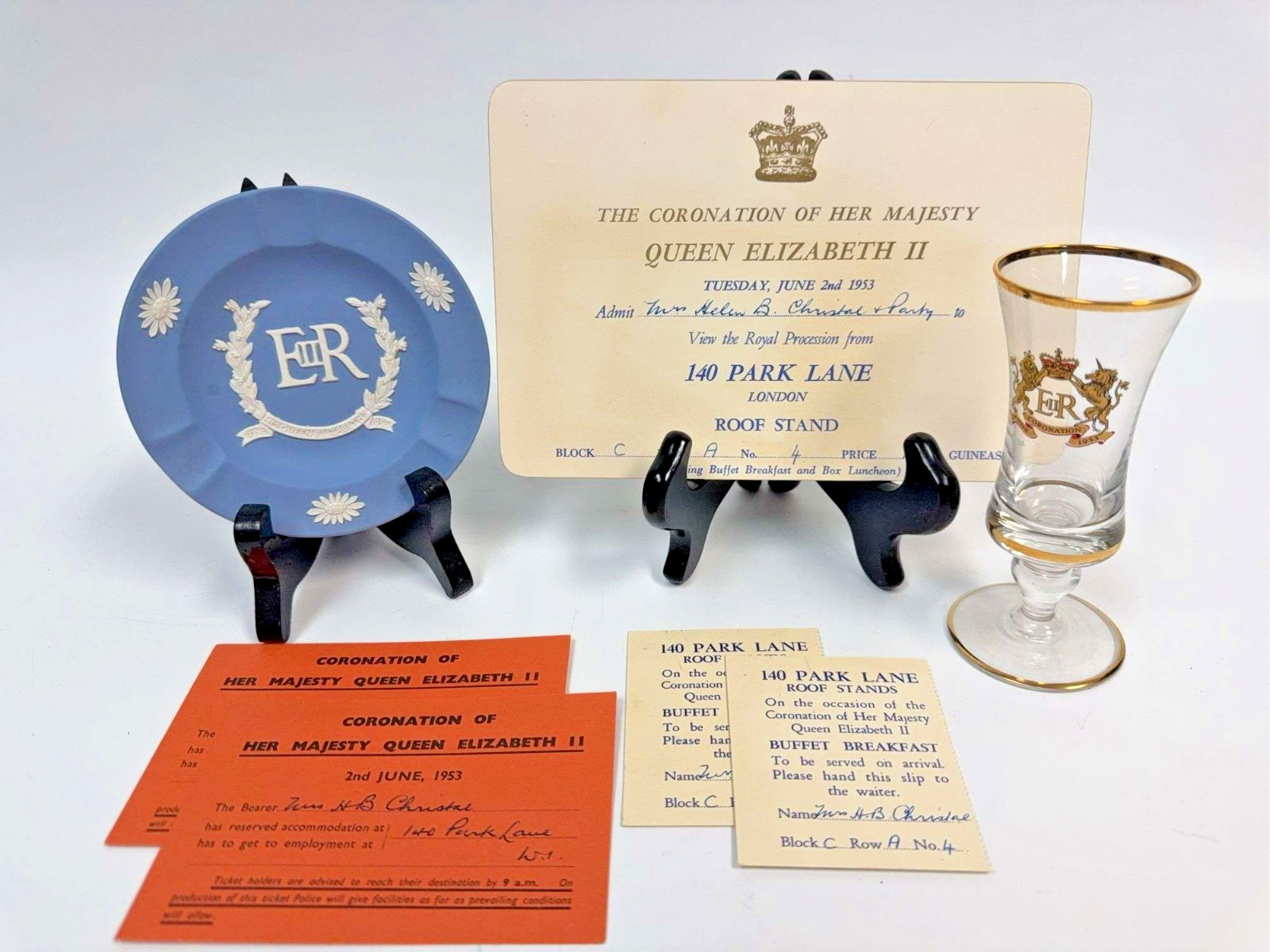 1953 Coronation Her Majesty Queen Elizabeth II Invitation & Tickets, Wedgewood