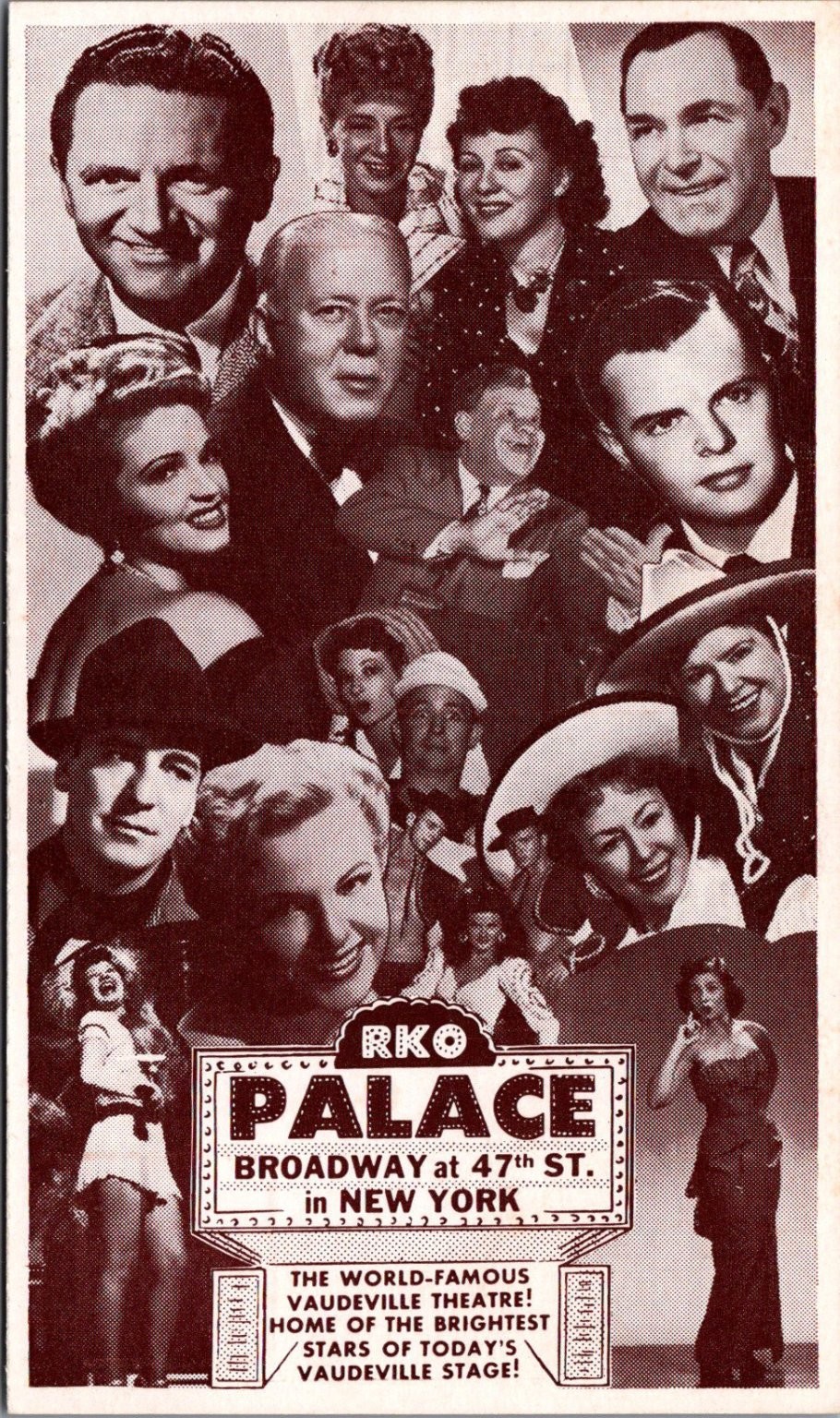 RKO Palace Theatre Broadway NYC Vaudeville Stars Photo Postcard 1930s-40s