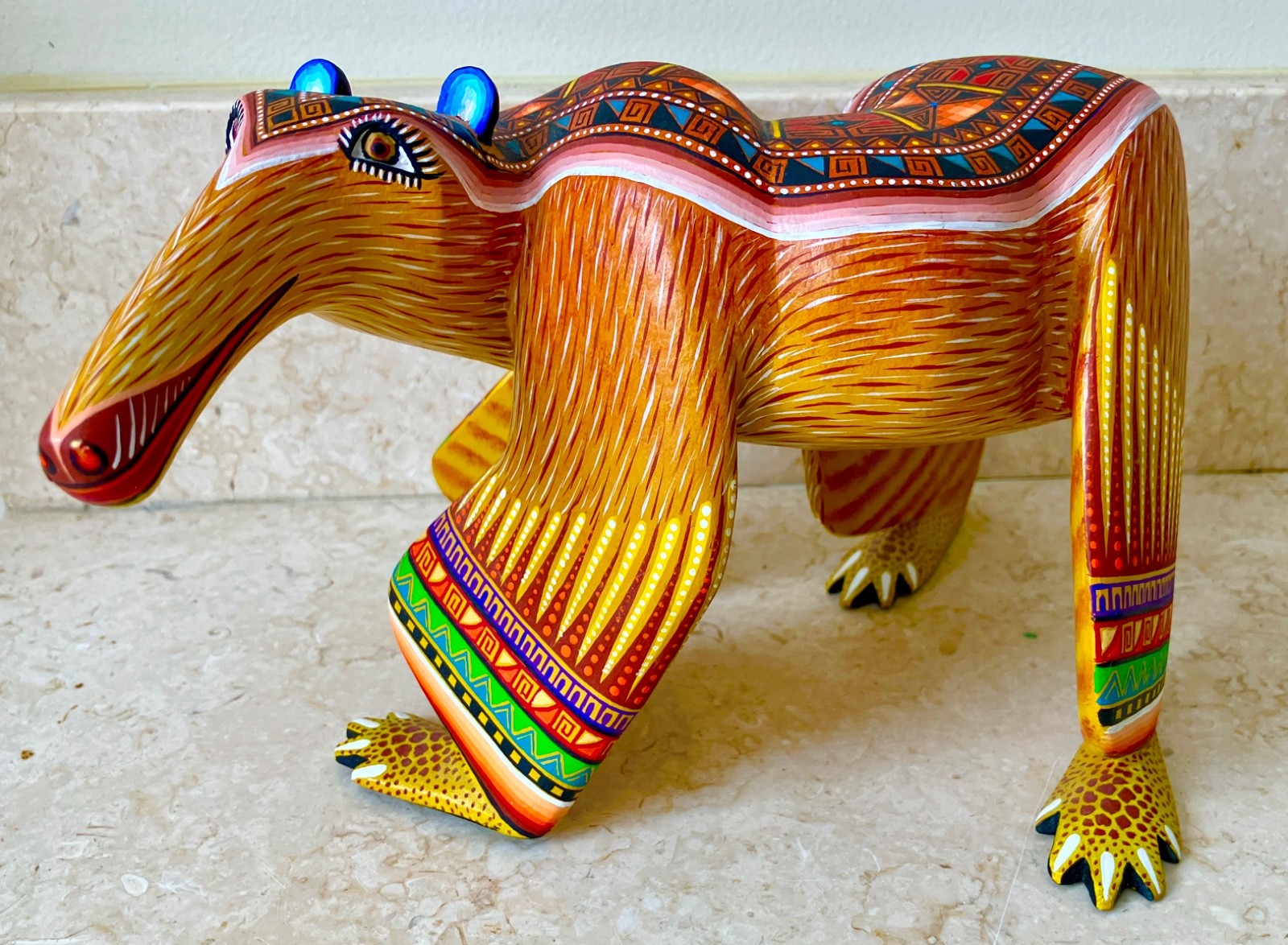 Julia Fuentes J. Juan Melchor Wood Carving Oaxaca Mexican Folk Art Anteater