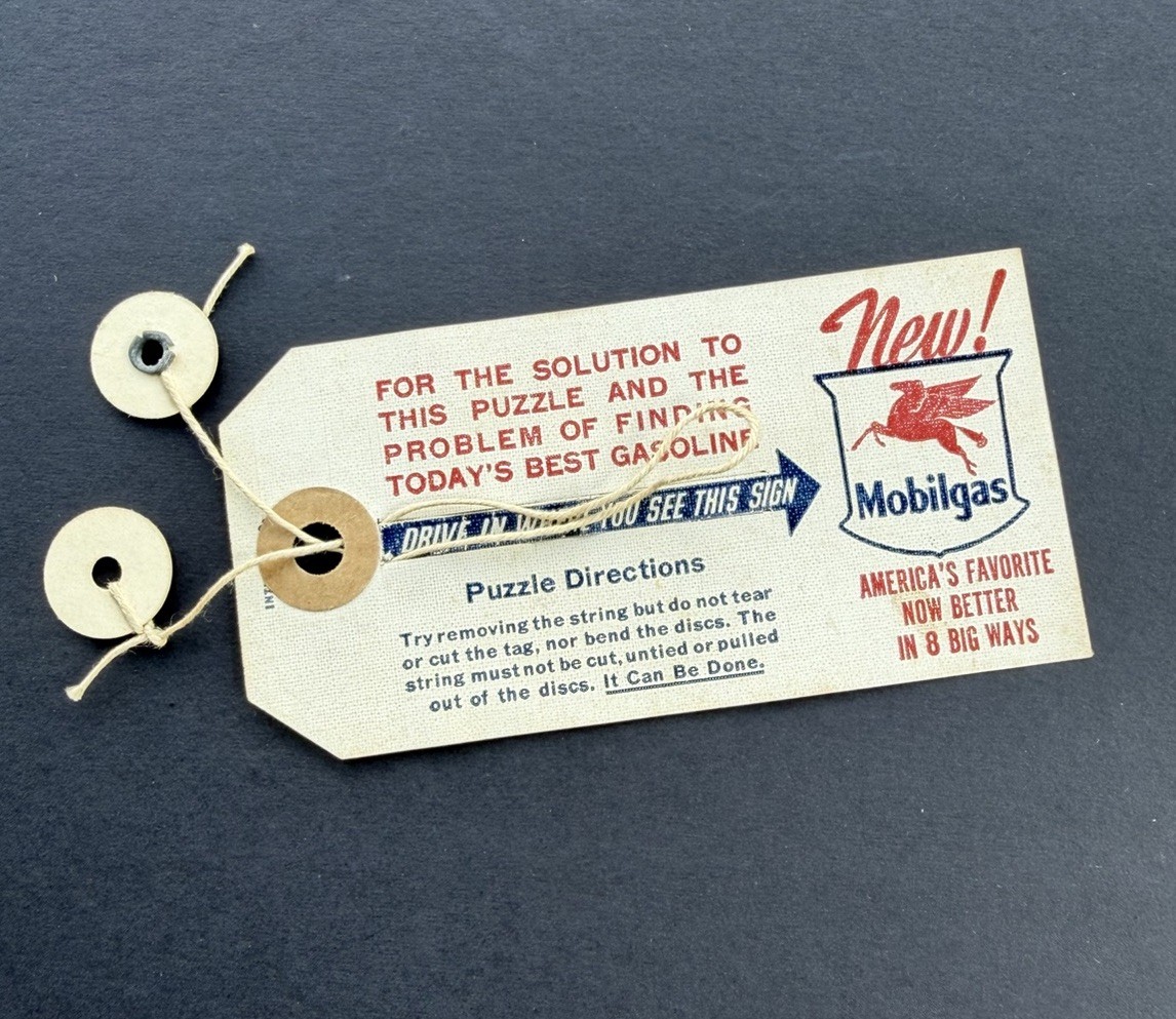 Vintage 1930's Mobilgas String Puzzle Premium - Pegasus Mobil Oil Petroliana
