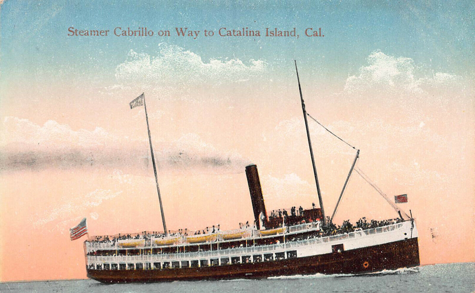 Steamer Cabrillo on Way to Catalina Island, California, Early Postcard, Unused