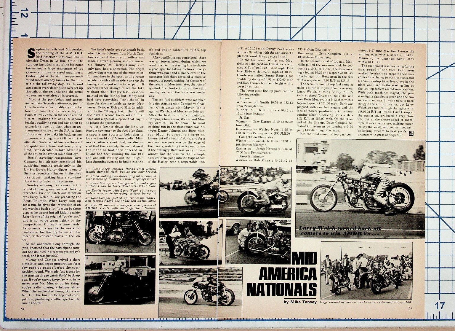 Vintage Mid America Nationals Motorcycle Drag Racing Magazine Page La Rue Ohio Vintage Mid America Nationals Motorcycle Drag Racing Magazine Page La Rue Ohio