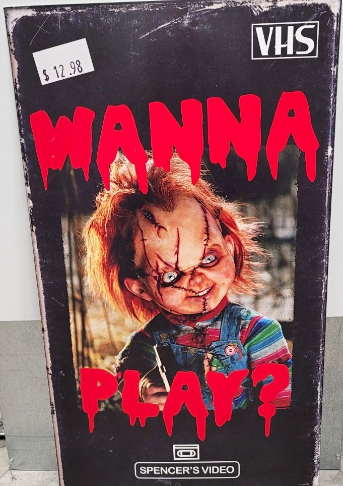 Child\'s Play poster from Spencer\'s Halloween window display