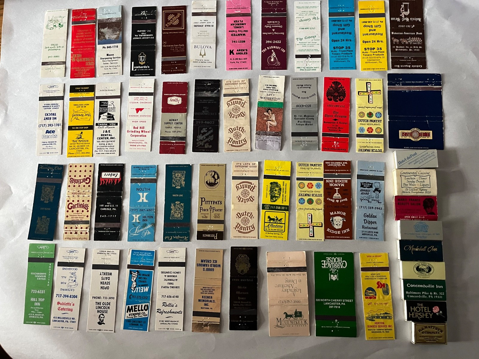 Lot of 56 Vintage Matchbook Covers Advertising LANCASTER PA & YORK PHILLY REGION Lot of 56 Vintage Matchbook Covers Advertising LANCASTER PA & YORK PHILLY REGION