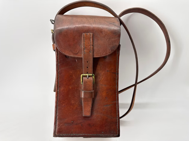 Antique WWII British Calvary Leather Magazine Pouch Case Long Shoulder Strap