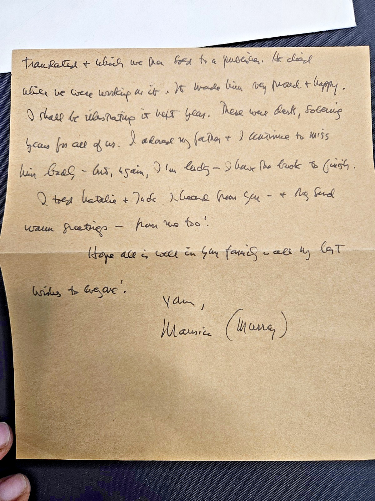 Hand Written Personal Family Letter Written by MAURICE SENDAK In 1974 Signed
