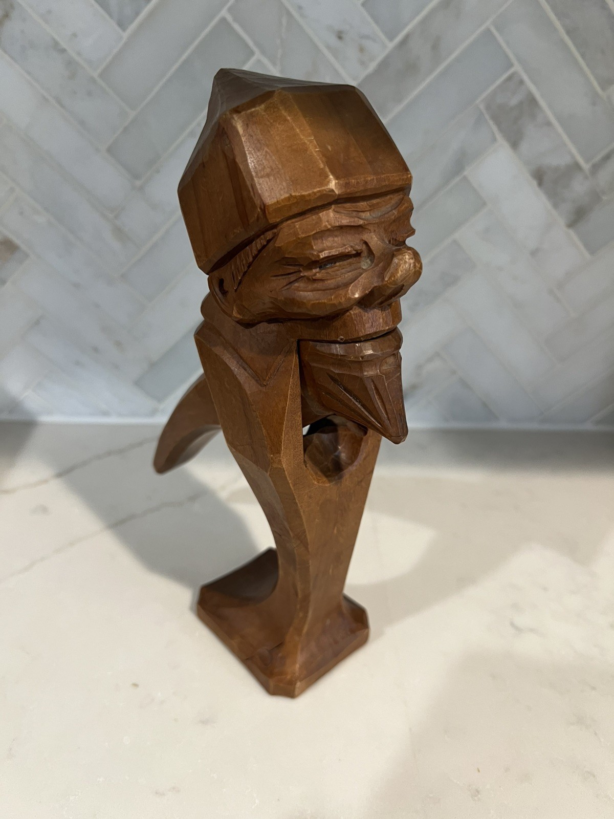 Vintage Folk Art Hand Carved Wooden Nutcracker Gnome Elf 9\