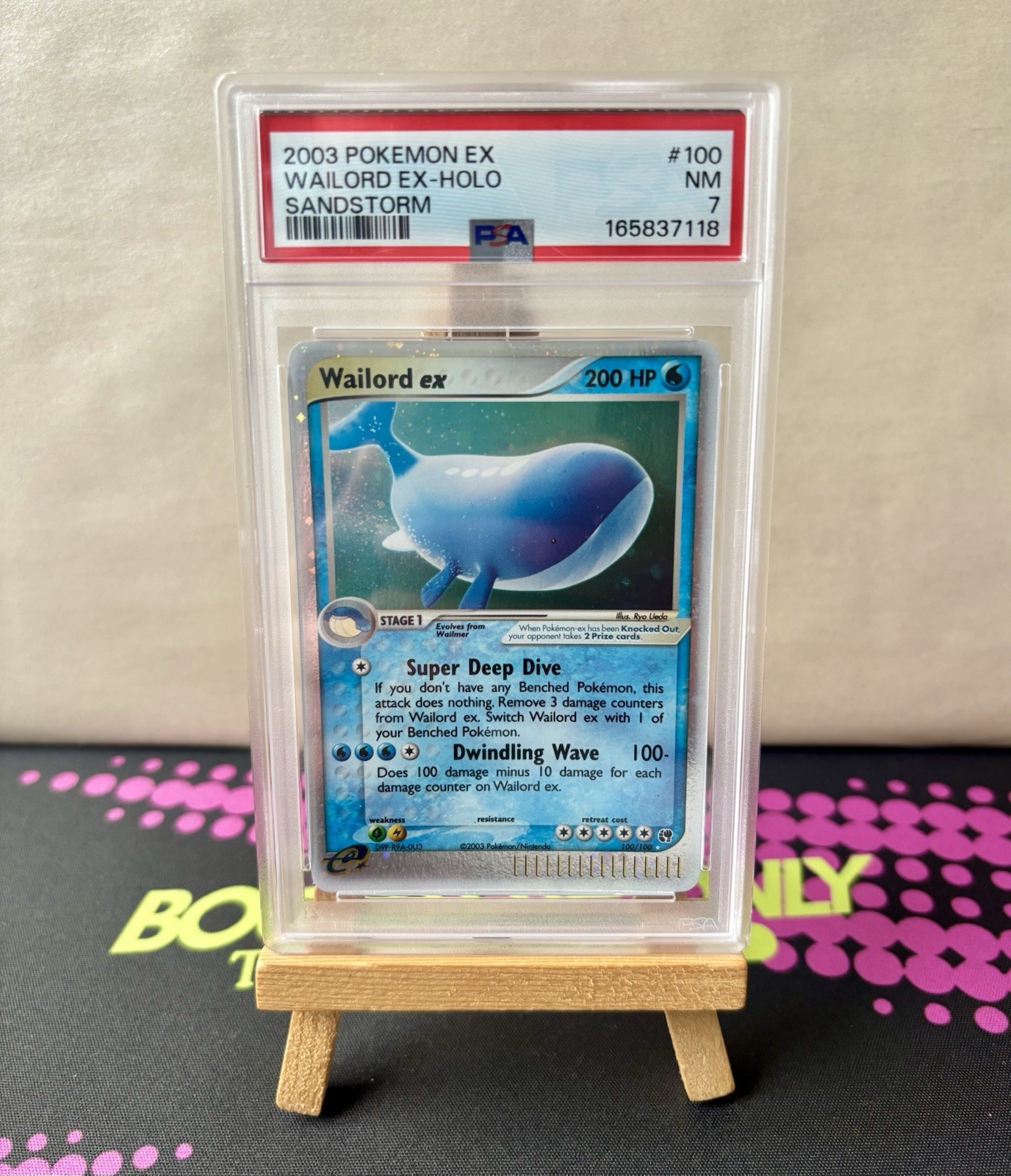 2003 Pokemon EX Sandstorm Wailord ex Holo #100 Ultra Rare PSA 7 Double Swirl ✨