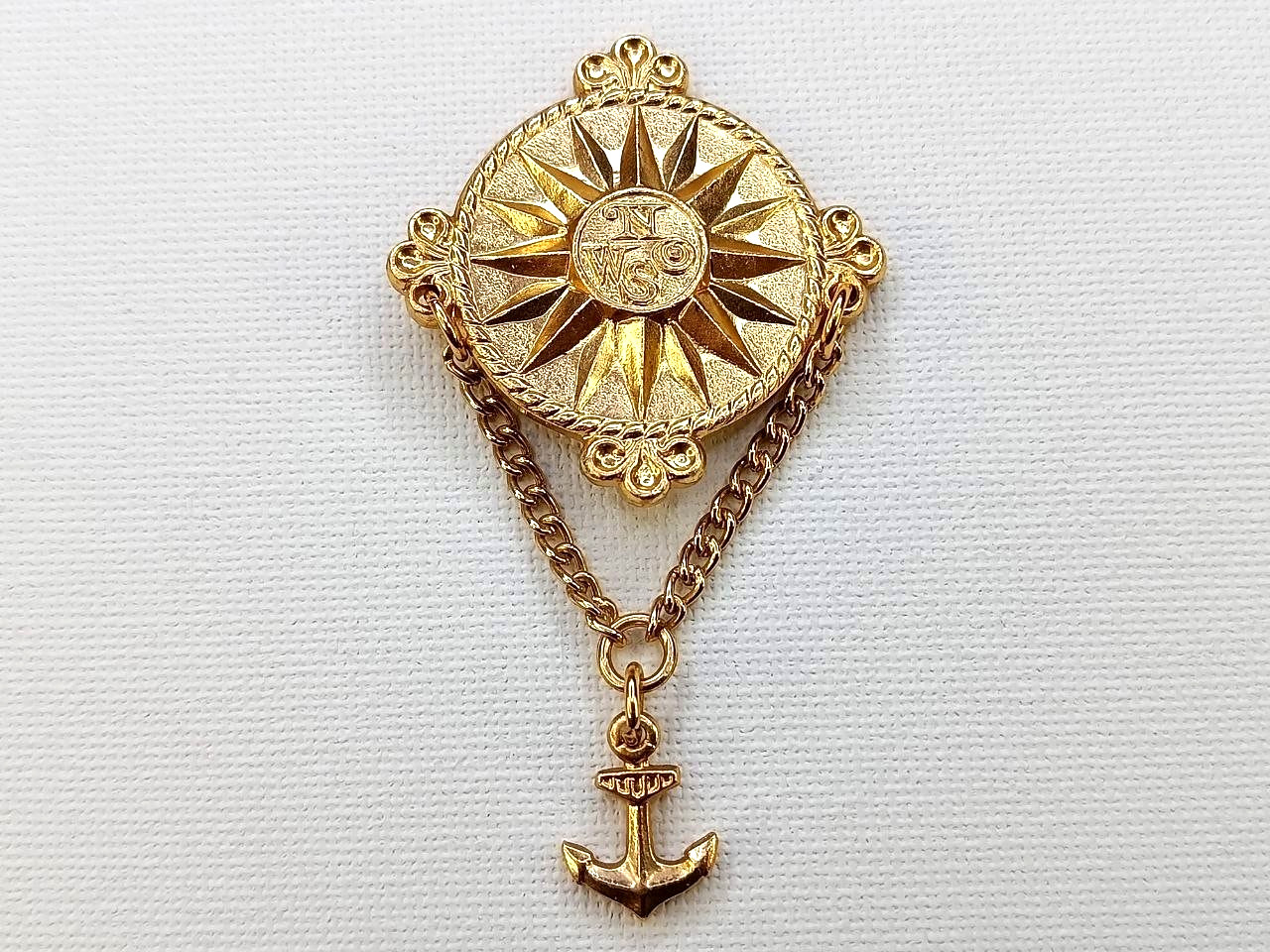 Soviet Russian Vintage Badge - Pendant Brooch. Wind rose, naval anchor. USSR