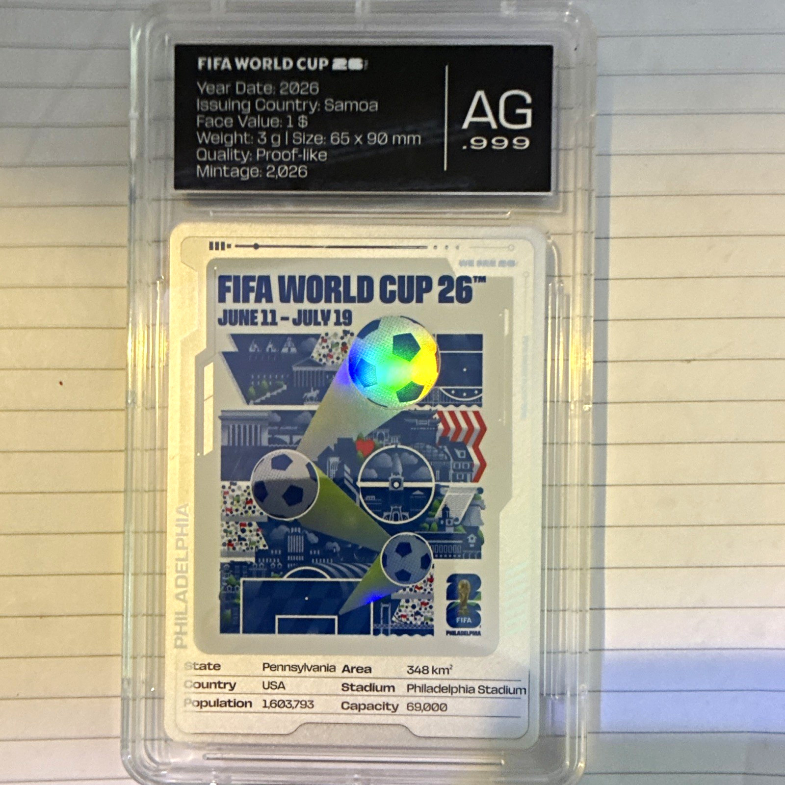 Grading FIFA World Cup 26 Philadelphia 2026 MDM Proof-Like Trading Card Grading FIFA World Cup 26 Philadelphia 2026 MDM Proof-Like Trading Card