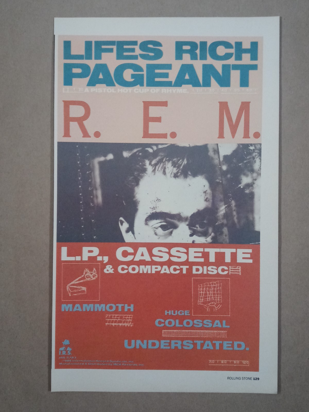 1980s REM Band Lifes Rich Pageant Album Release Promo Vintage Poster Print Ad