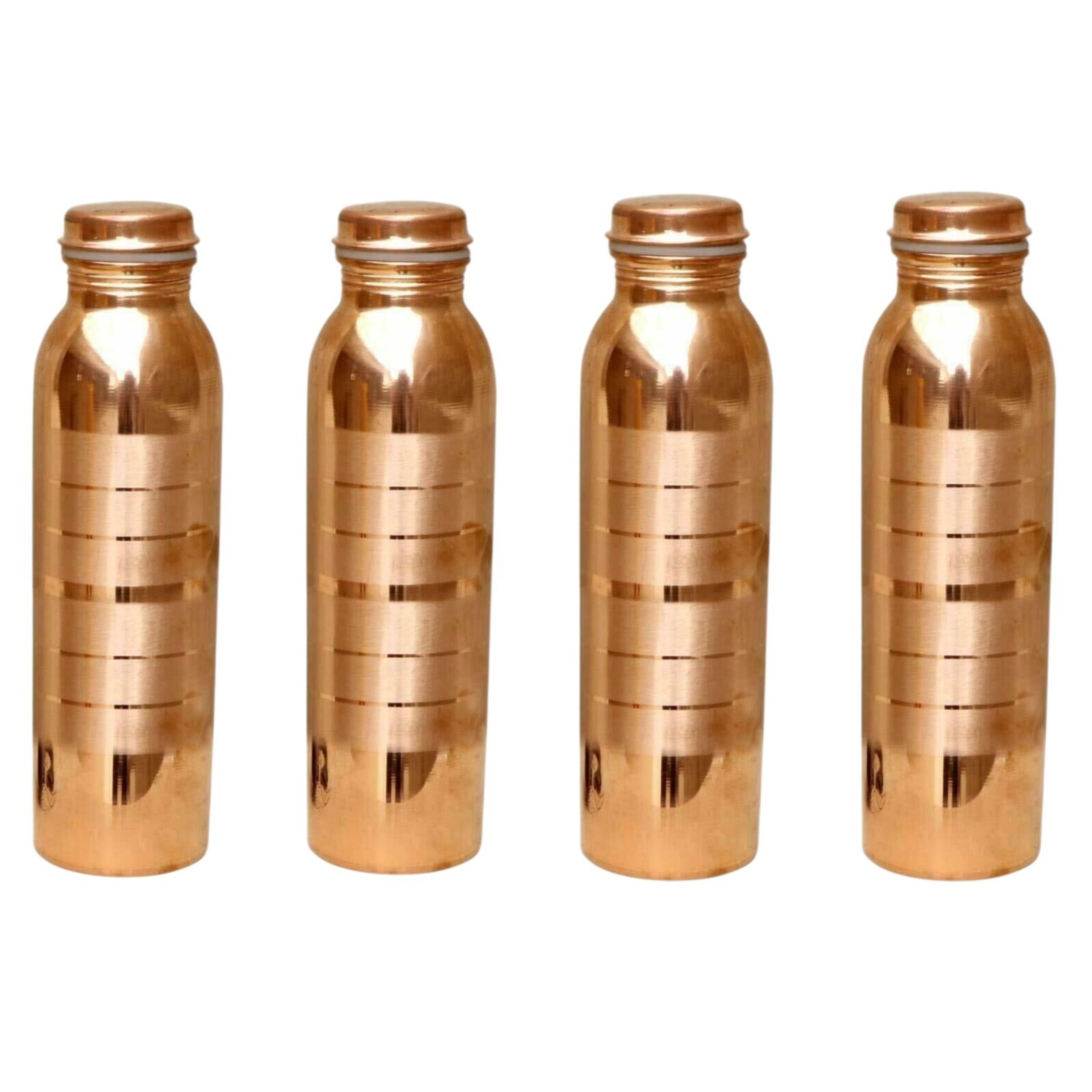 34oz Pure Copper Water Bottle - Handmade Silver Touch Ayurvedic Health Pack of 4