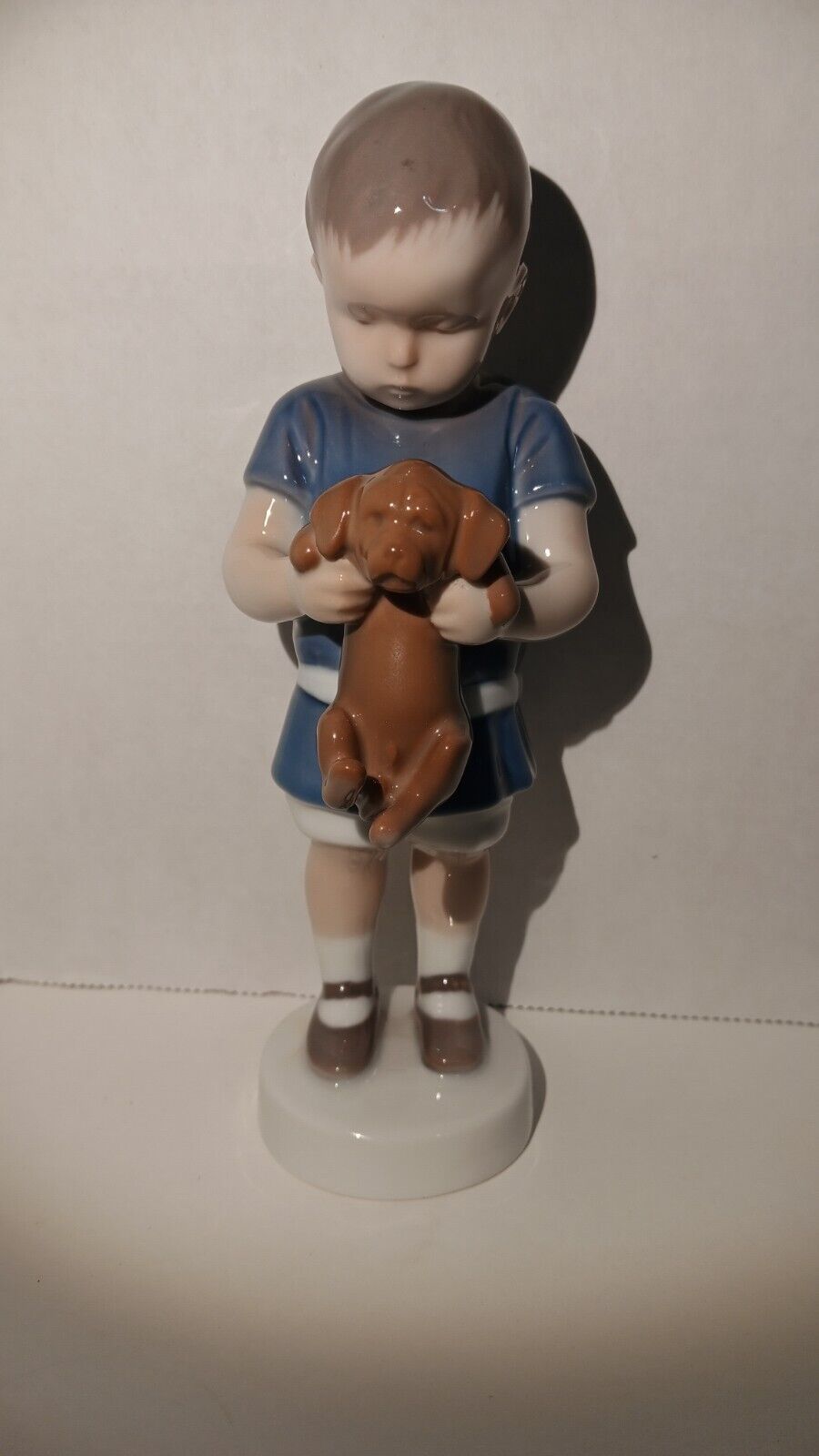 B & G Bing & Grondahl Boy Holding Puppy Figurine 1747 Porcelain Mint