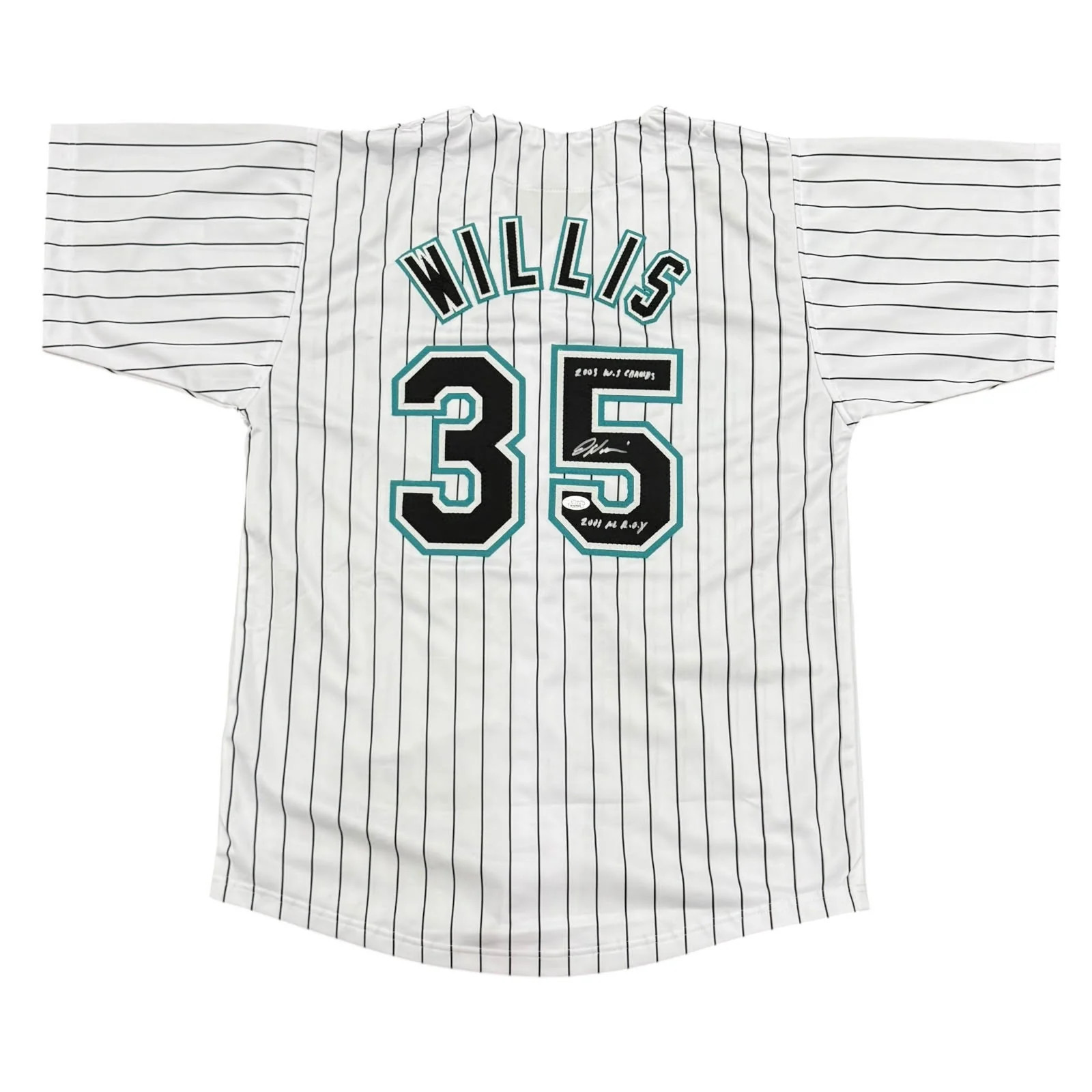 Dontrelle Willis Autographed Florida Marlins (Pinstripe #35) Custom Jersey w/ 20