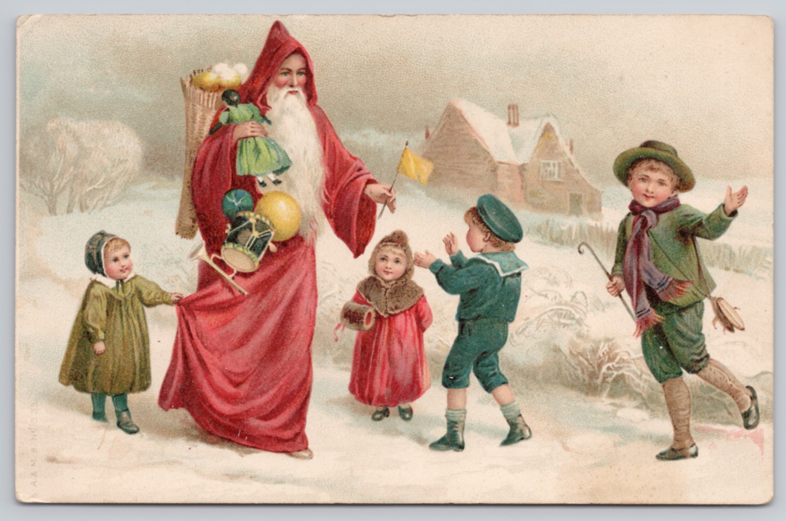 A & M.B. Santa Claus Children Christmas Antique Postcard No. 333 Berlin