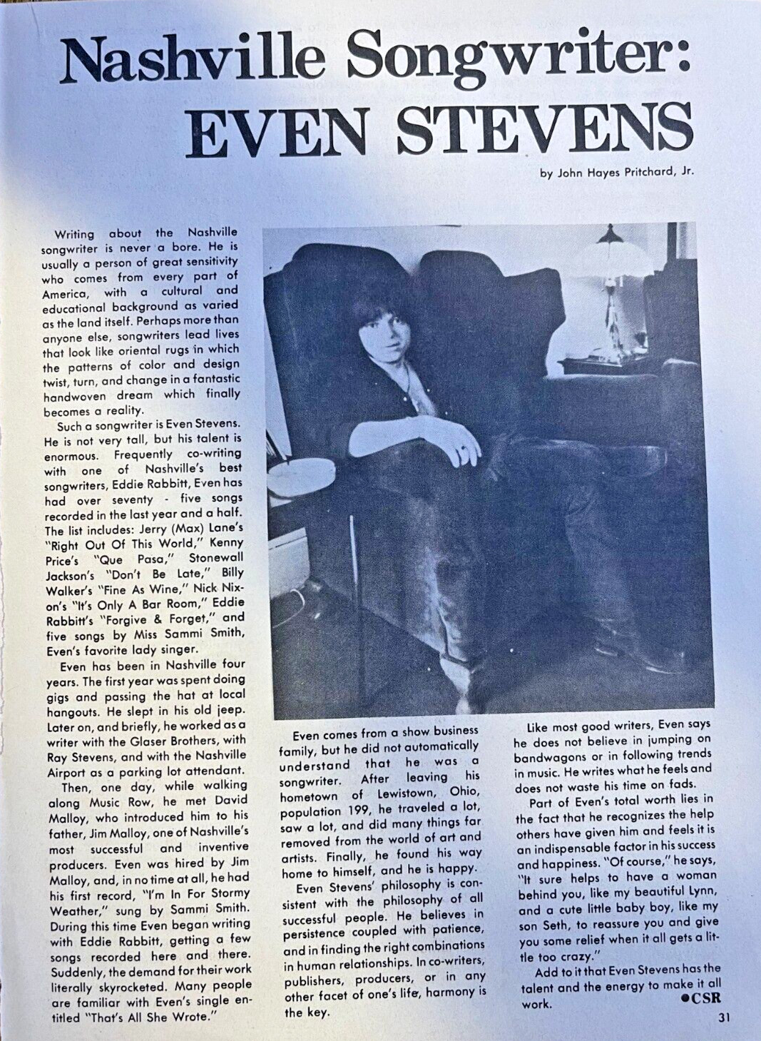 1976 Country Songwriter Even Stevens 1976 Country Songwriter Even Stevens