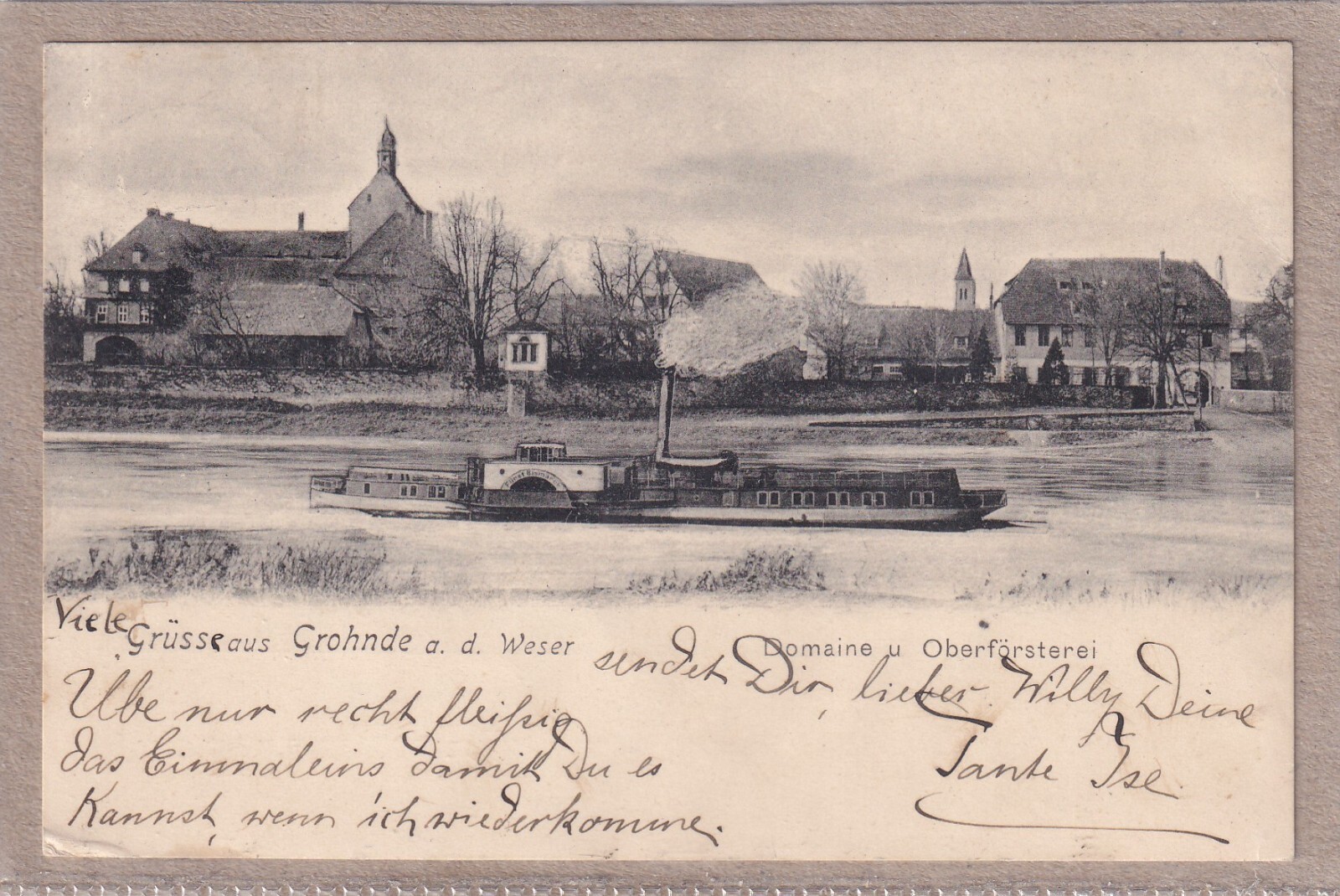 Postcard Grohnde an der Weser - Domaine and Oberförsterei - 1904 - b/w