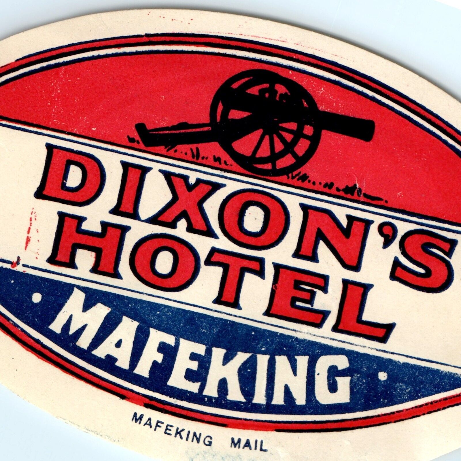 RARE c1920s-30s Mafeking, South Africa Luggage Label Dixon's Hotel Cannon C42