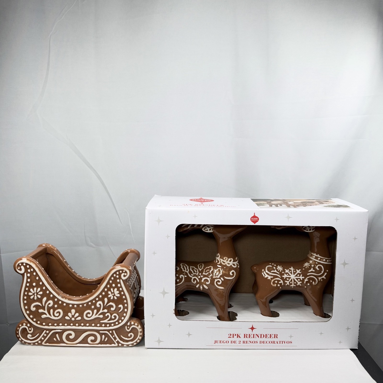 2026 ALDI Merry Moments GingerBread Sleigh and Reindeers / New / Hard to Find