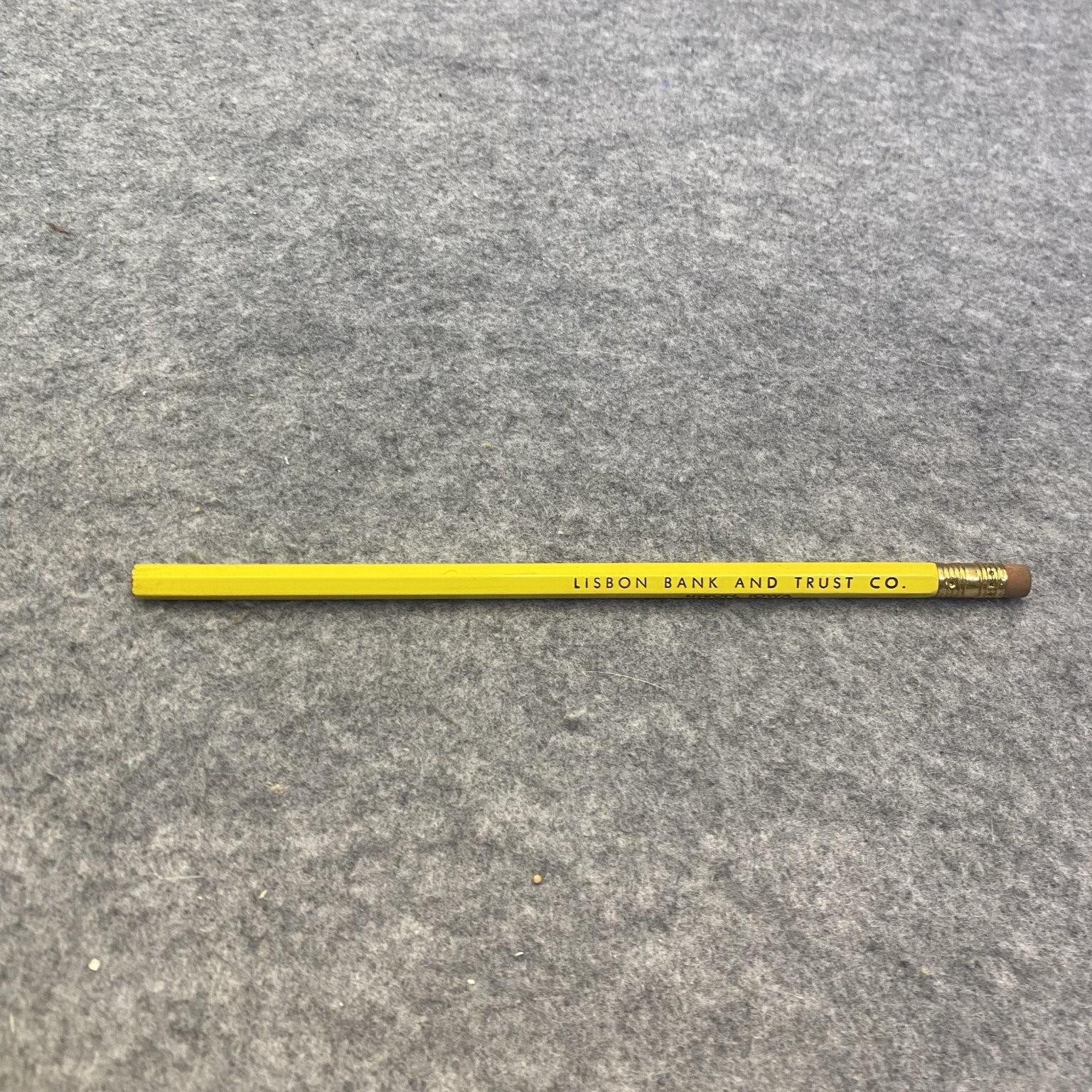 Vintage Lisbon Bank and Trust Co. Advertising Wood Pencil Yellow