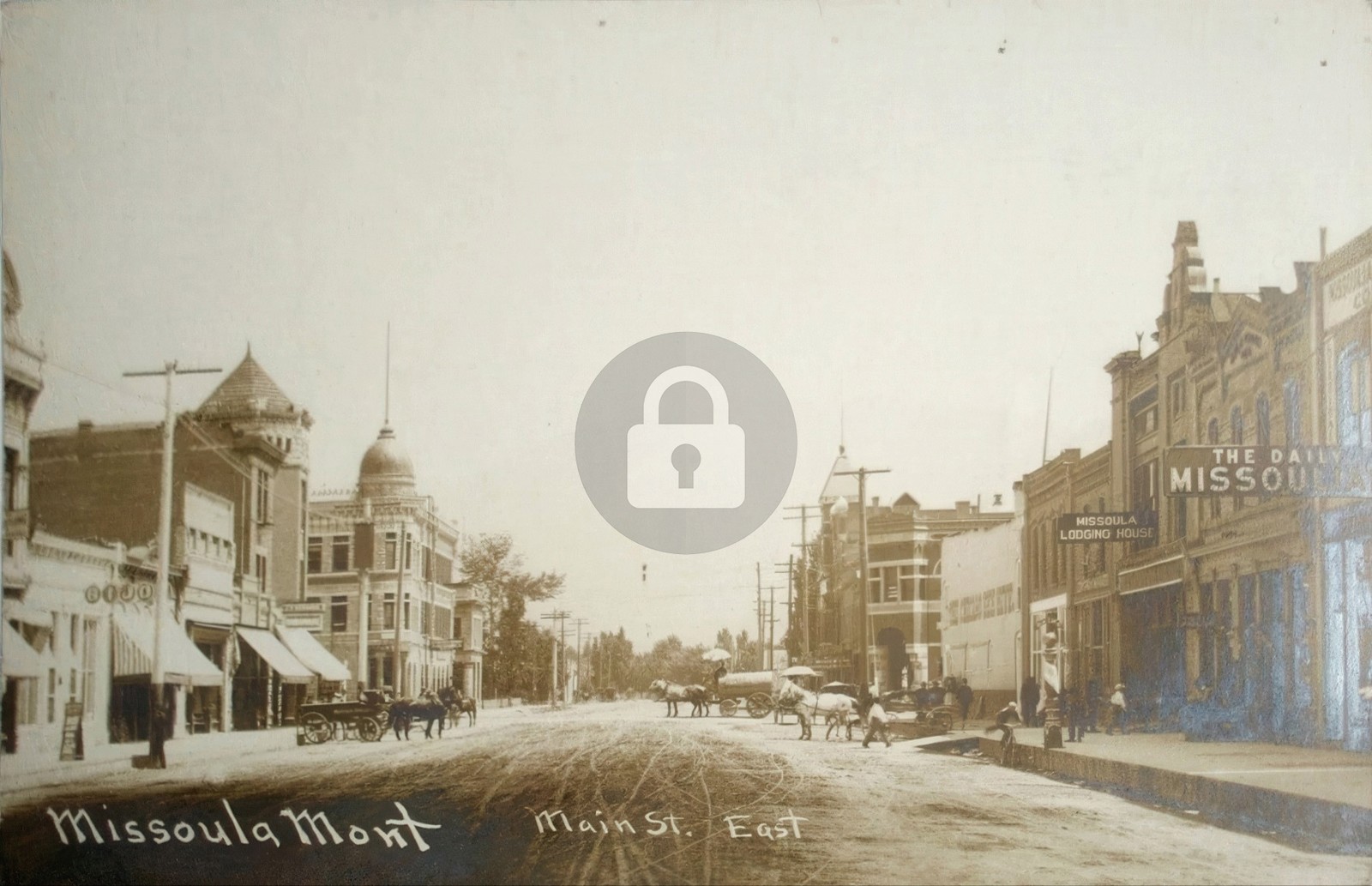 Missoula MT Main St. East Horse & Wagon RPPC Photo Postcard COPY Missoula MT Main St. East Horse & Wagon RPPC Photo Postcard COPY