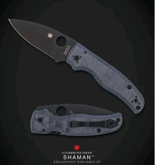 🔥🔵Rare 1/600 Spyderco C229MBLRX76BKP Shaman Blue Jean Micarta REX 76 DLC 📬