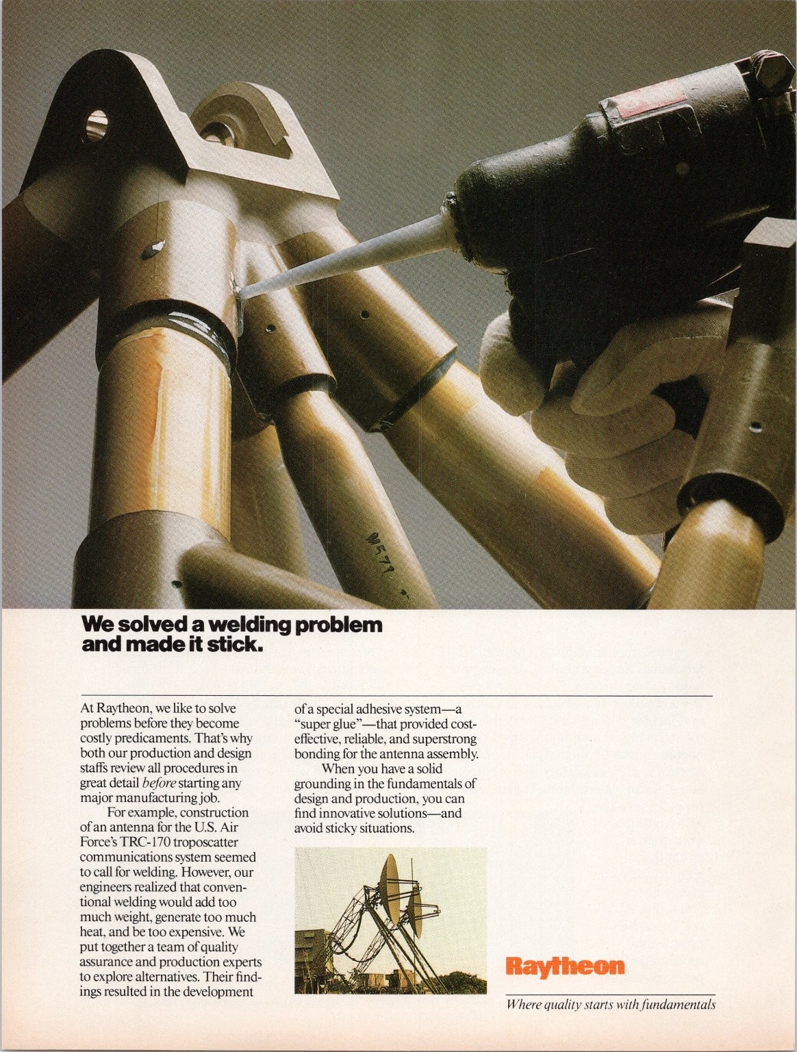 Raytheon Vintage Magazine Ad TRC-170 Troposcatter Antenna 1980s Era