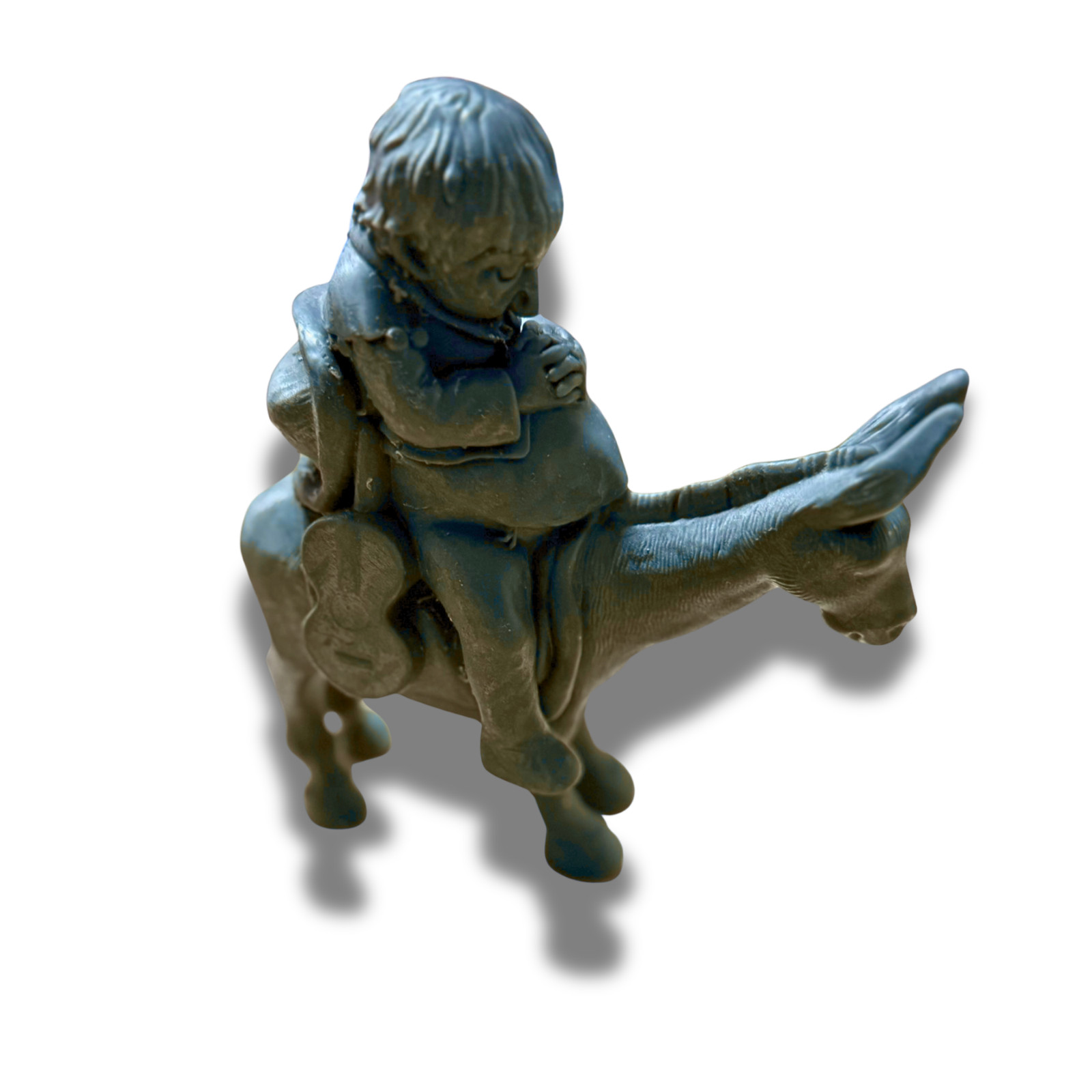 Boy Riding Donkey with Guitar – 3D Printed Resin Figurine