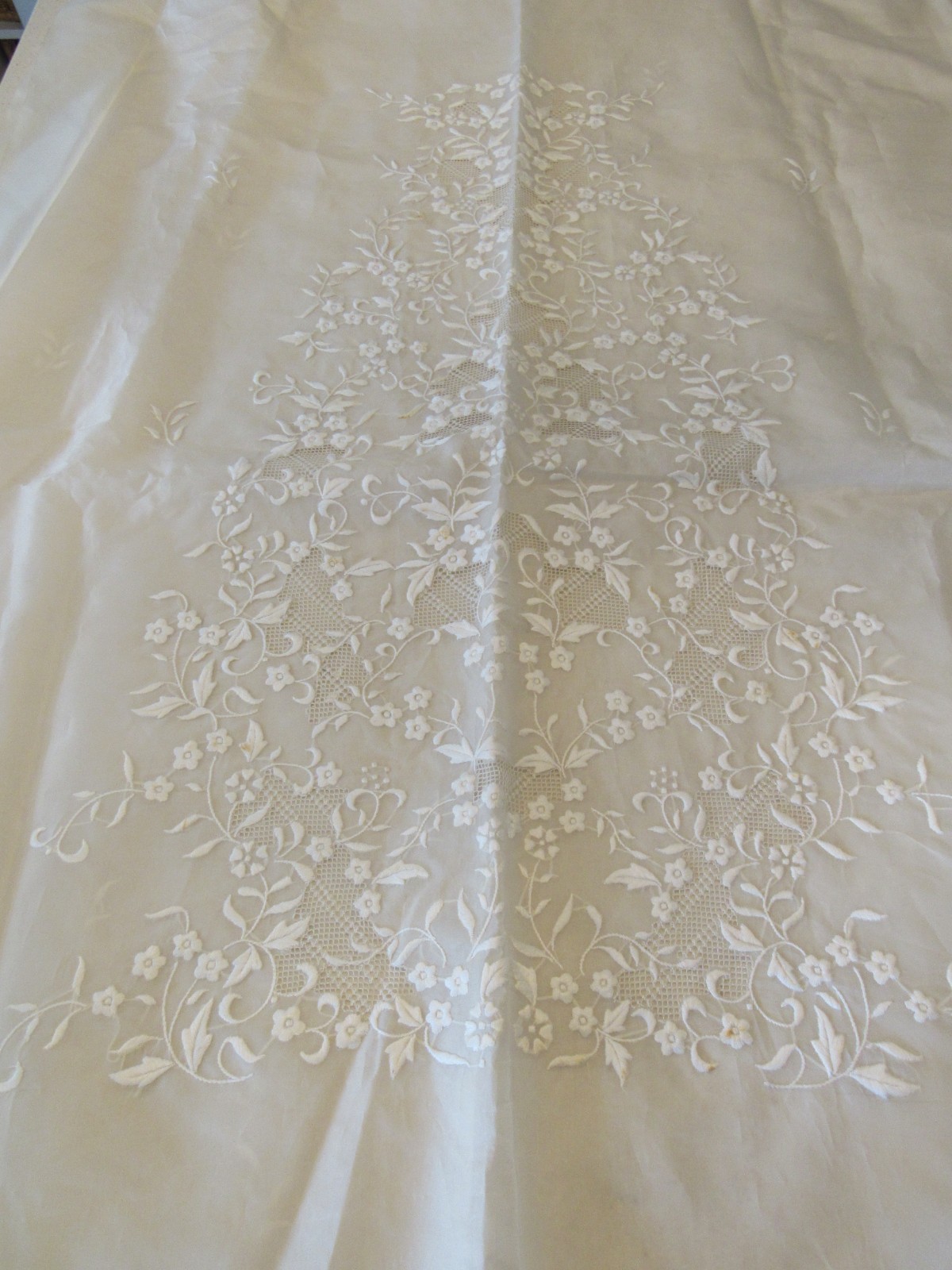 Vintage Embroidered Lace Wedding or Sheer Panel Fabric New