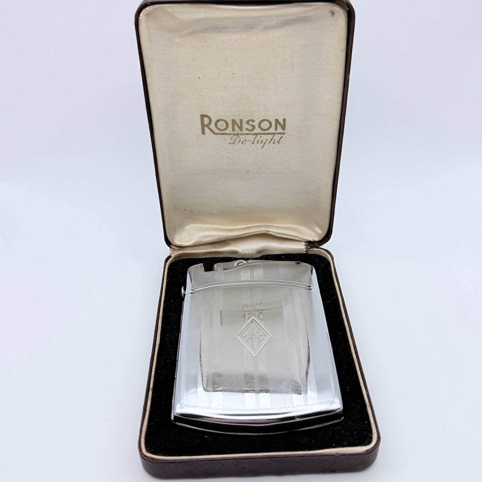 Vintage 1930s Ronson Lyta-Case Tuxedo Art Deco Cigarette Case Lighter w/ Box