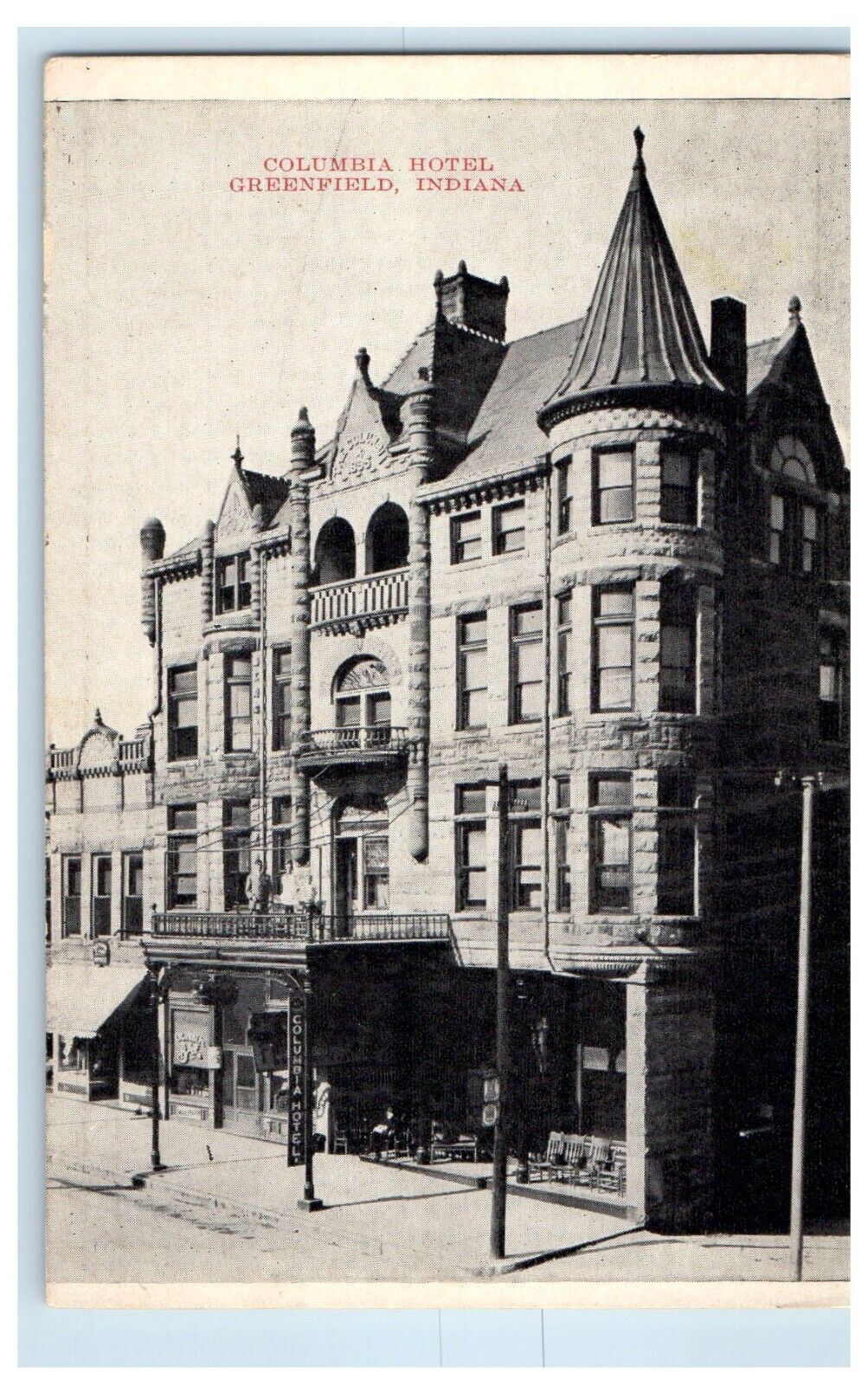 c1910's Columbia Hotel Building Greenfield Indiana IN Unposted Antique Postcard