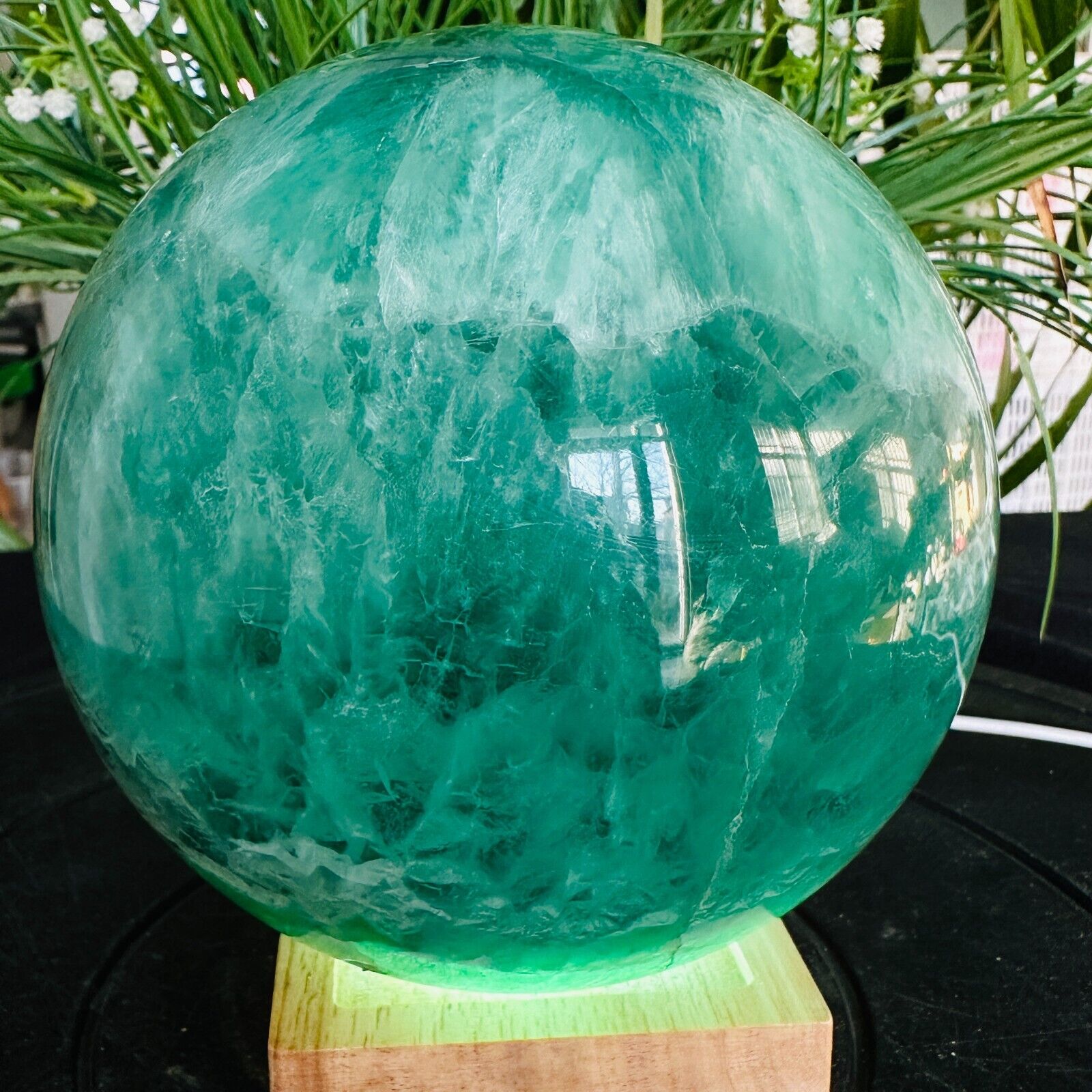 10.67LB TOP Natural fluorite quartz ball hand carved crystal sphere healing