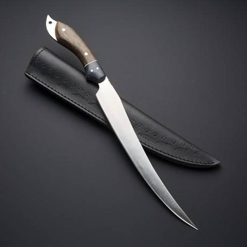 D2 steel Fillet Knife with Beautiful Micarta handle included leather sheath Gift