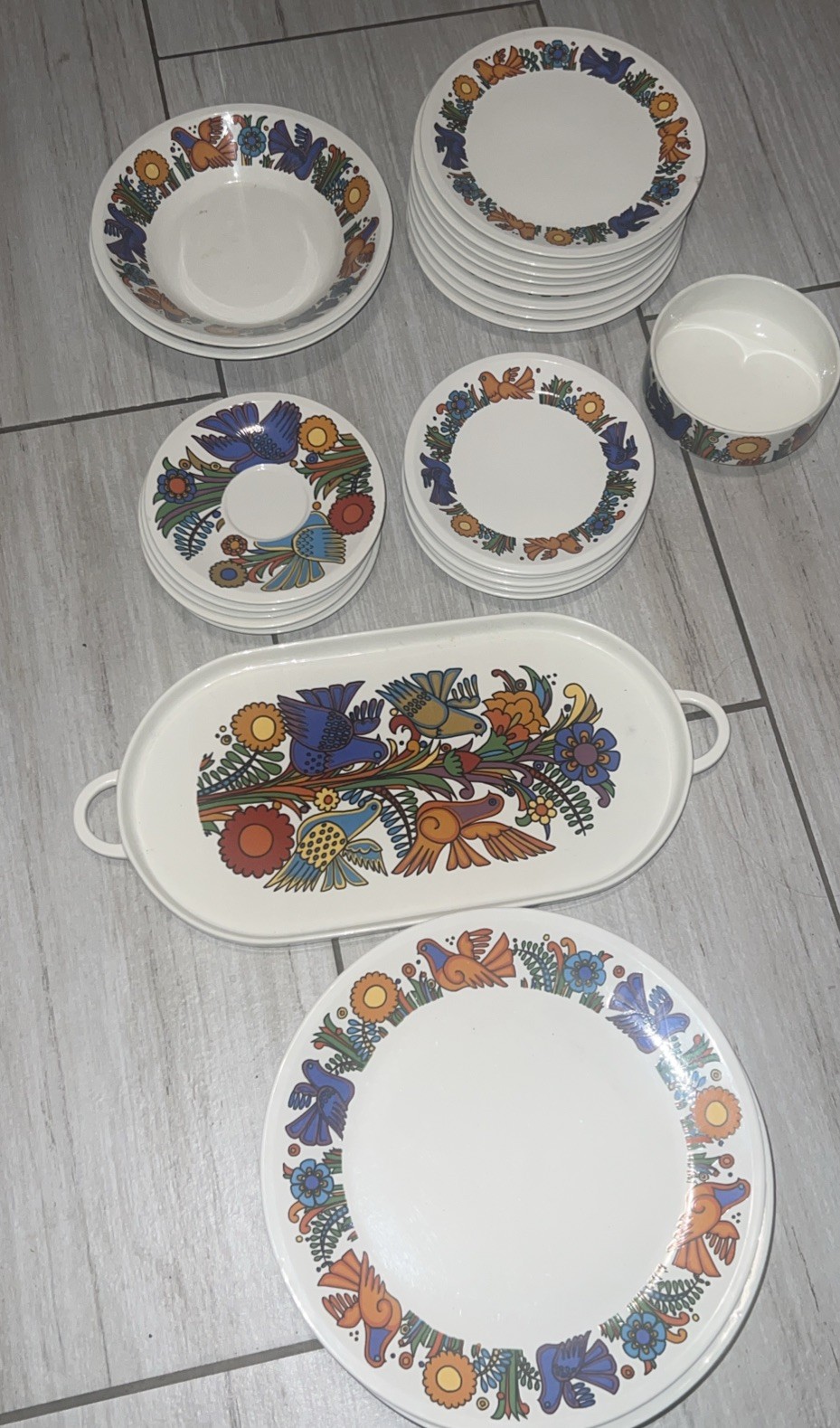 Vintage Villeroy Boch Acapulco 27pc Dinnerware Set Birds MCM Platter Bowls