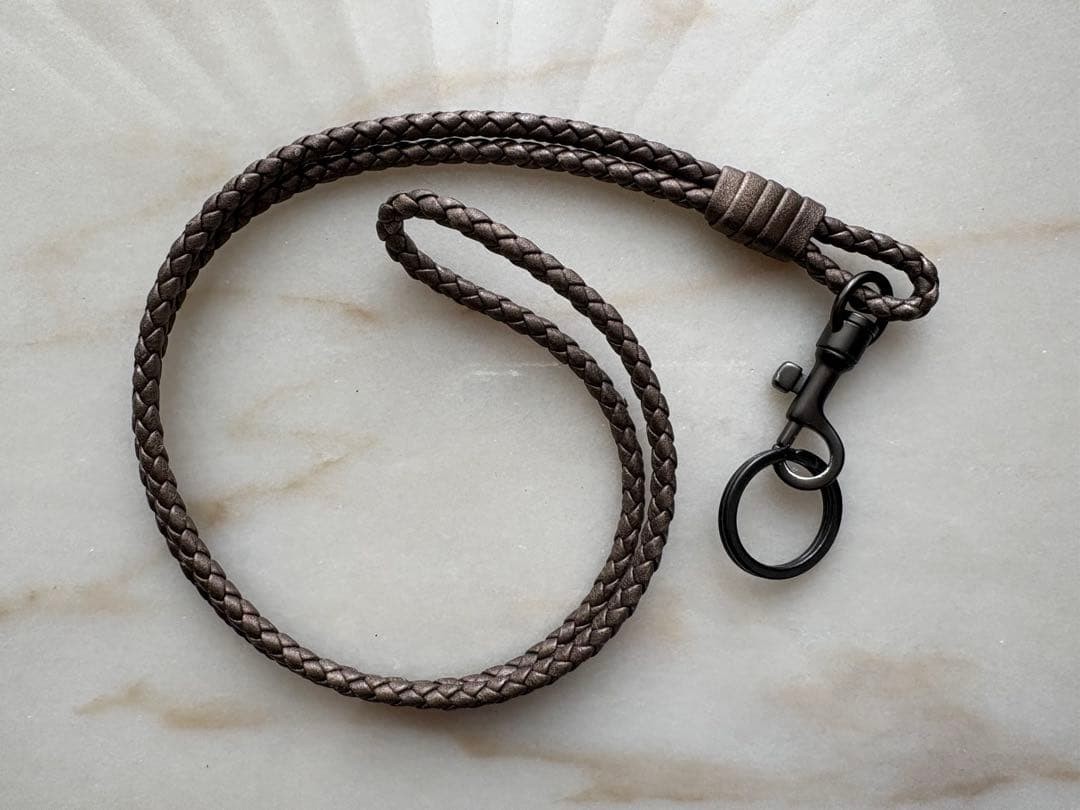 Bottega Veneta Leather Bronze Braided Keyring Detachable Ring Used