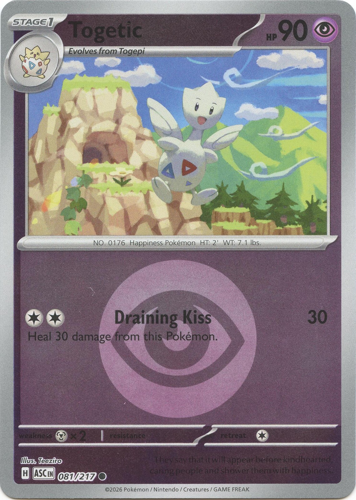 Togetic (Energy Symbol Pattern) Reverse Holofoil ASC 081/217 C NM