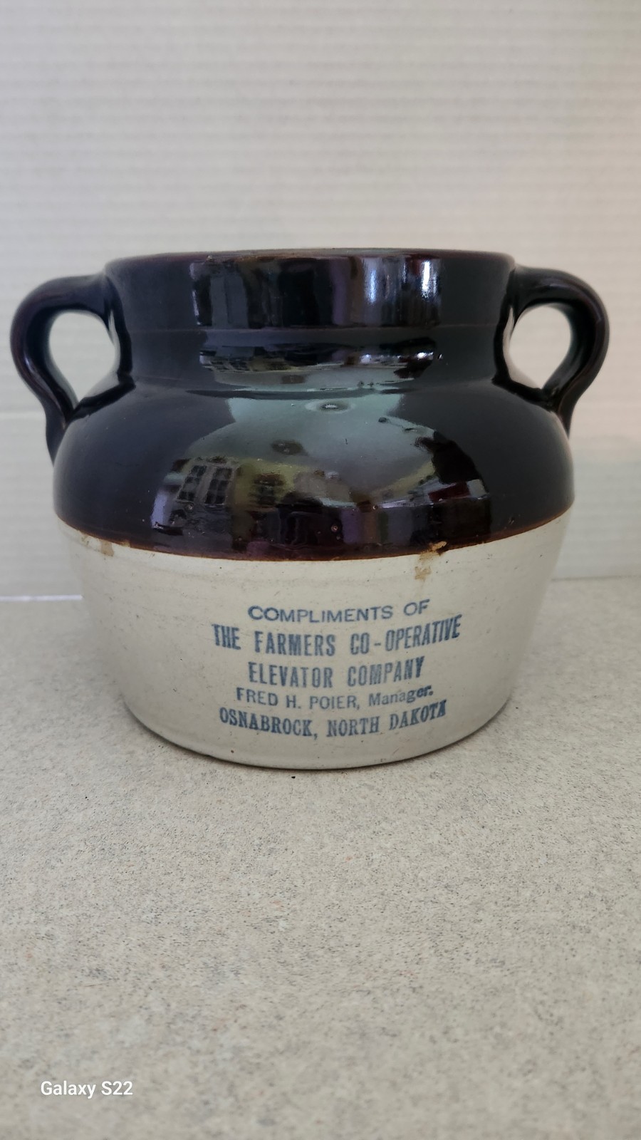 Vintage Advertising Bean Pot Farmers CO-OPERATIVE Elevator Co. Osnabrock, ND