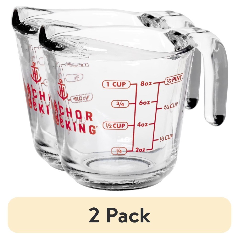 2-Pack 1-Cup Glass Measuring Cup with Easy-Grip Handle and Pour Spout