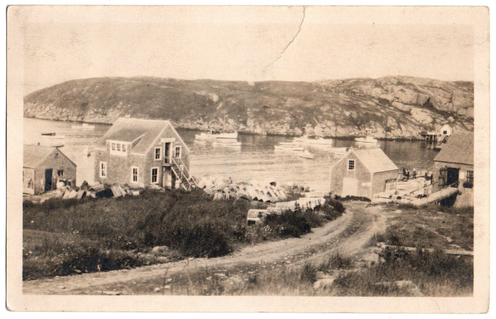 Monhegan, ME Maine 1930 RPPC Postcard, Birdseye View
