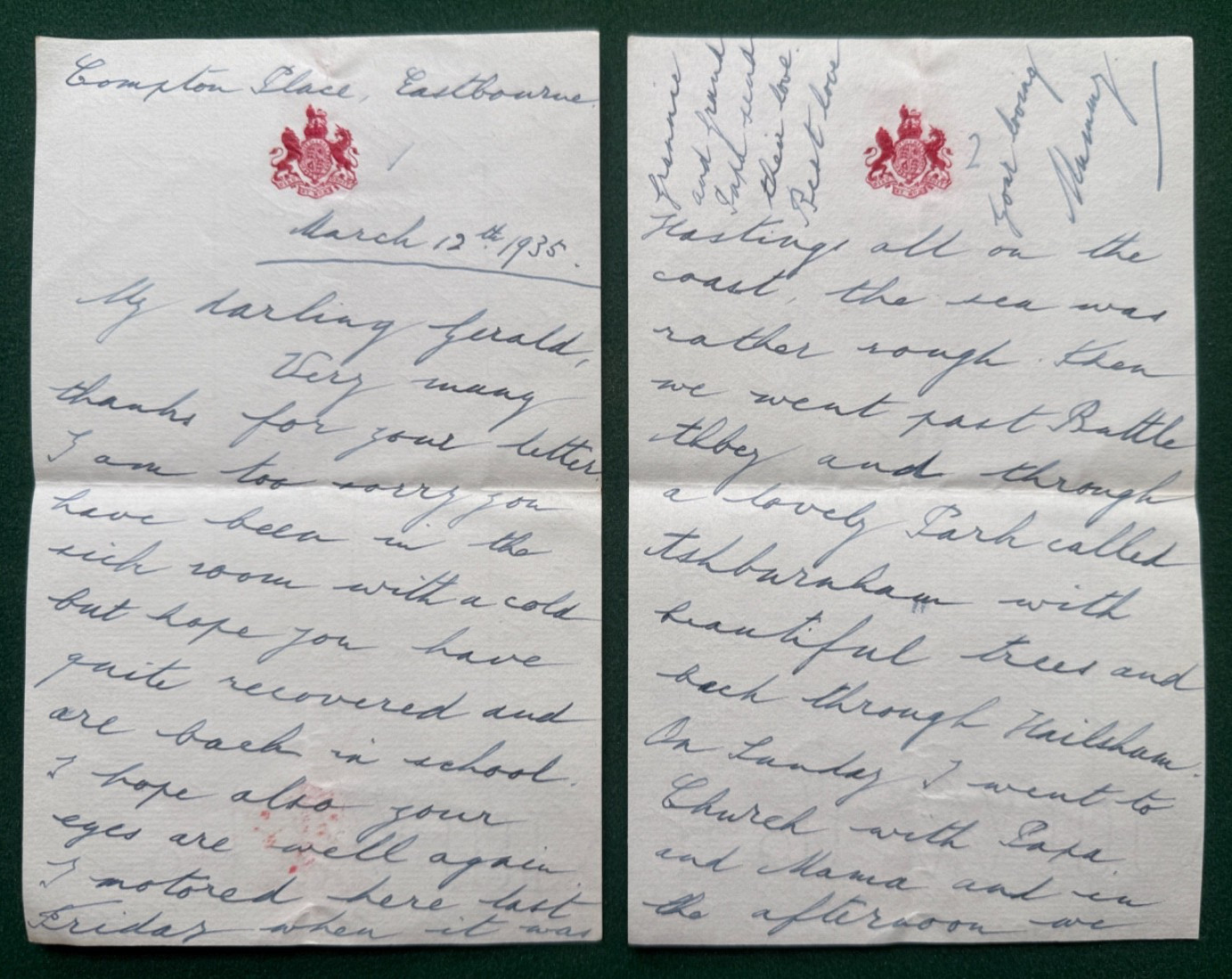 Antique Royal Signed Letter Mummy Mary Princess Royal to Son Lascelles Compton