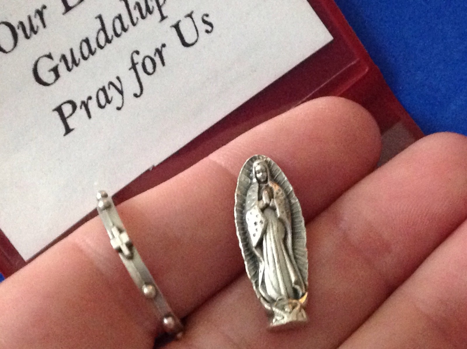 Rare Our Lady of Guadalupe Icon and Rosary Ring Pocket Folder Statue Saint Italy