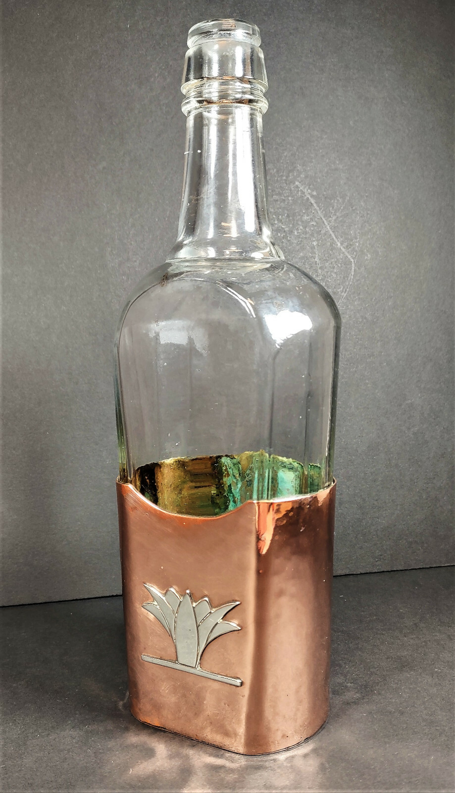 Very Rare Early Hector Aguilar 994 Copper & Sterling Agave Encased Tequila Btl. Very Rare Early Hector Aguilar 994 Copper & Sterling Agave Encased Tequila Btl.
