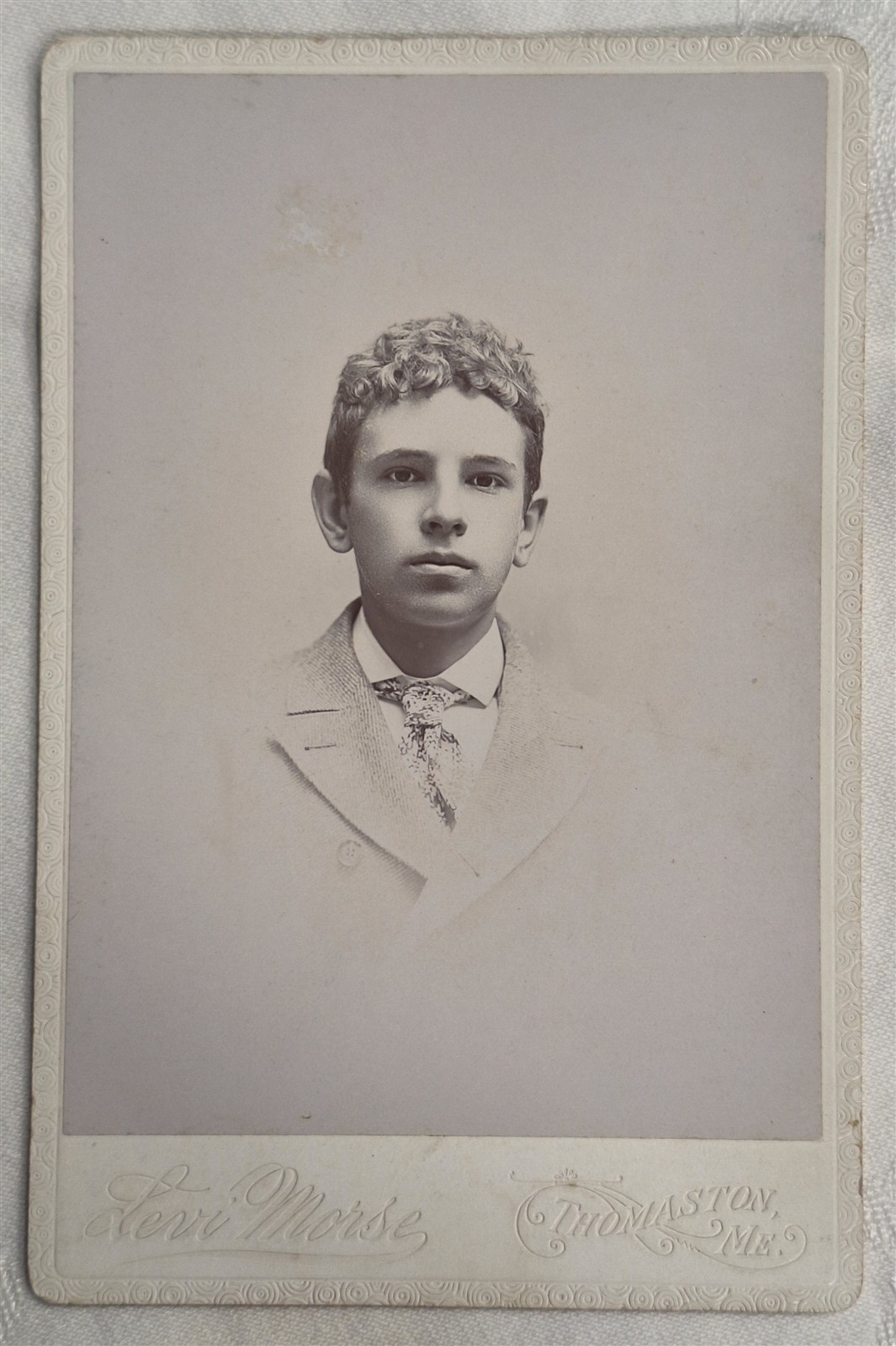 Antique Cabinet Card Serious Dapper Young Man By Levi Morse, Thomaston, ME