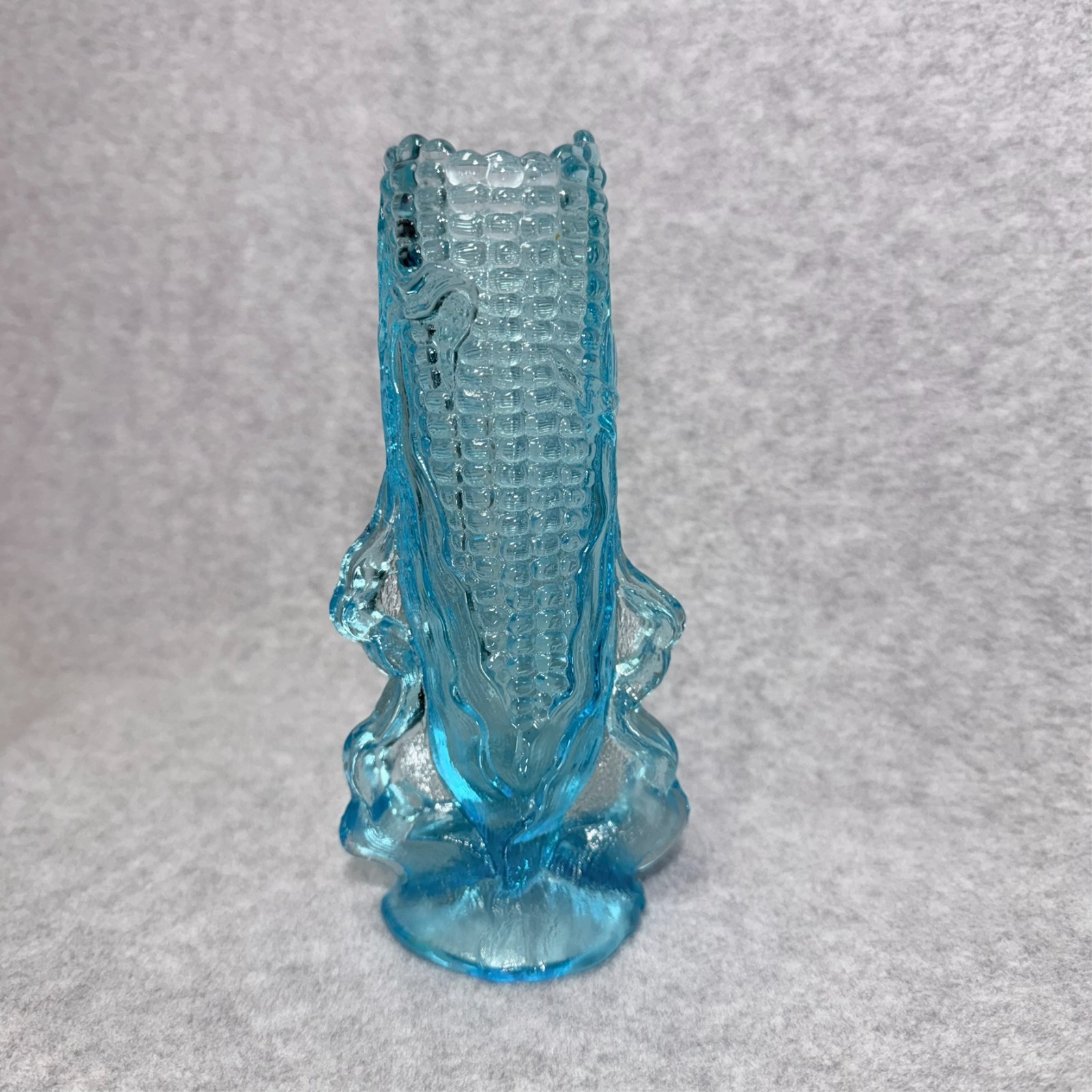 Antique Corn on the Cob Vase Opalescent Blue Harvest Fall 7.25''