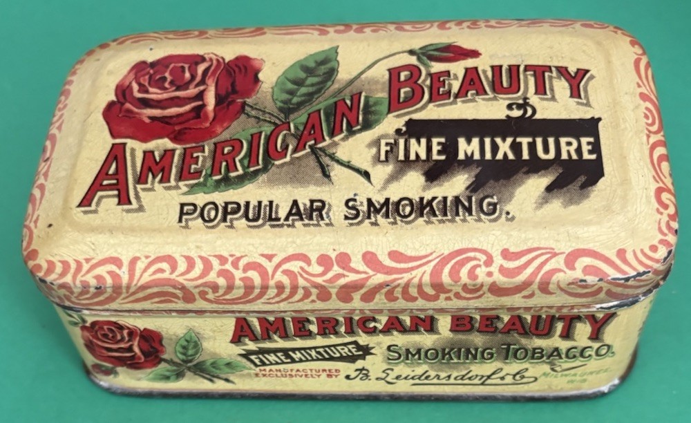 Vintage Early 1900's American Beauty Tobacco Tin by B. Leidersdorf Co. Wisconsin