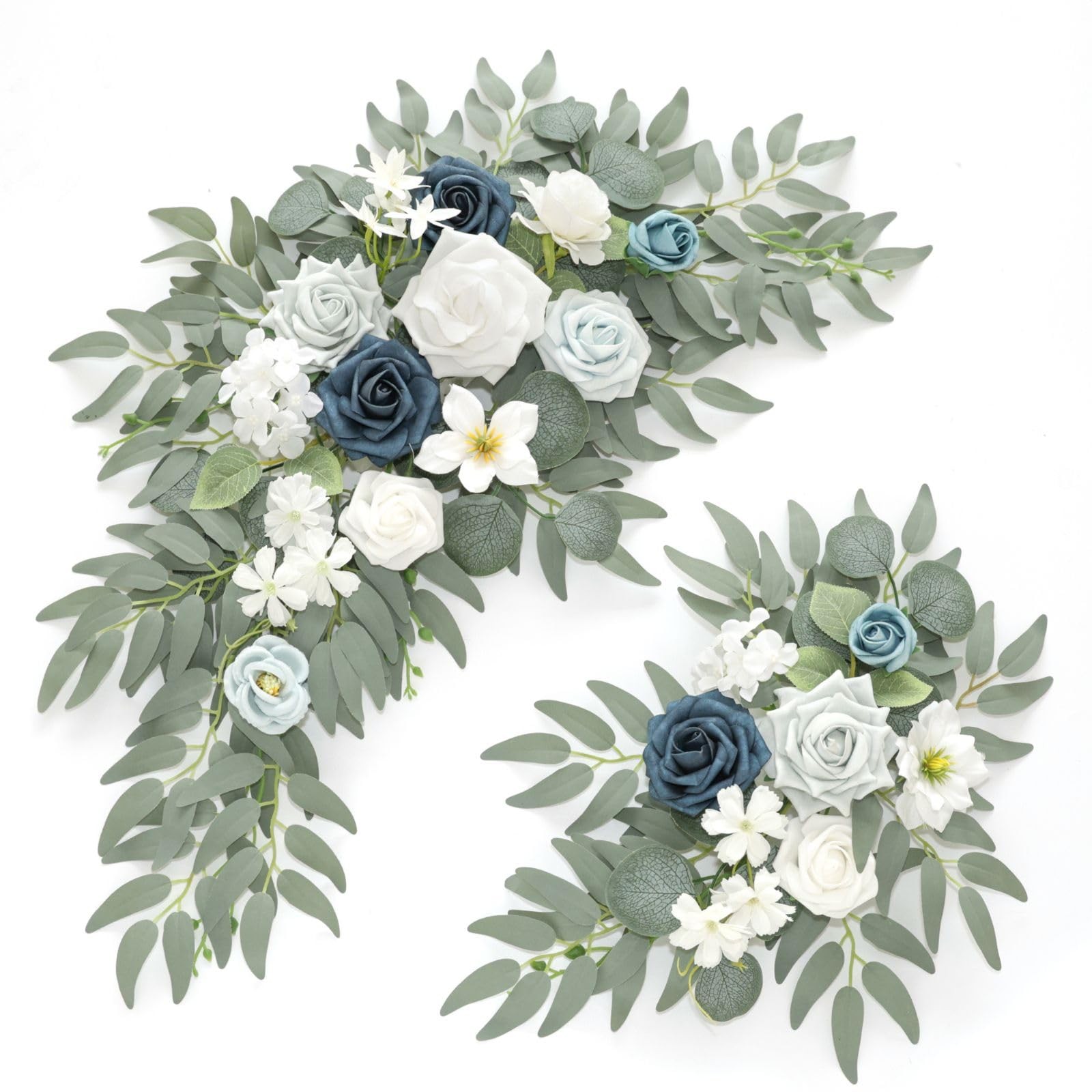 Piklado Faux Flower Swag Set of 2 for Wedding Welcome Signs A-White Blue
