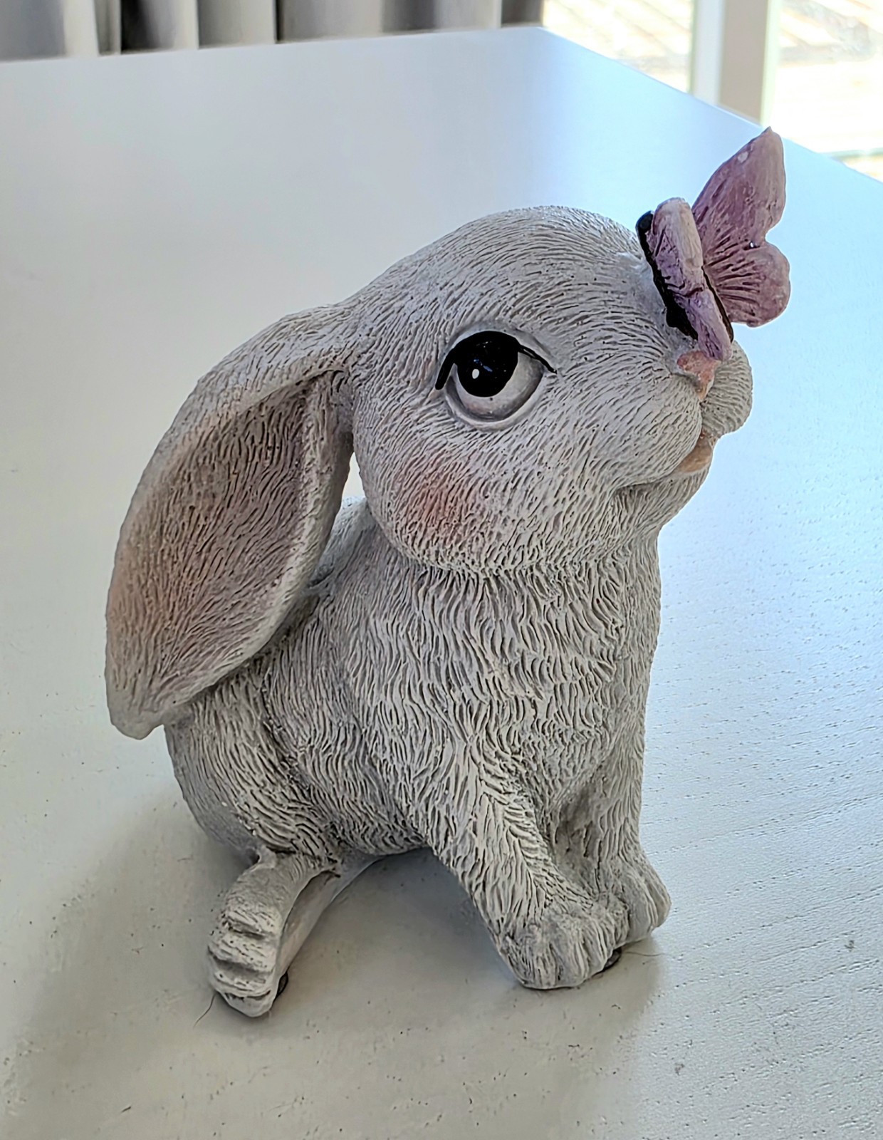 Adorable Resin Bunny & Butterfly Figurine *preowned*
