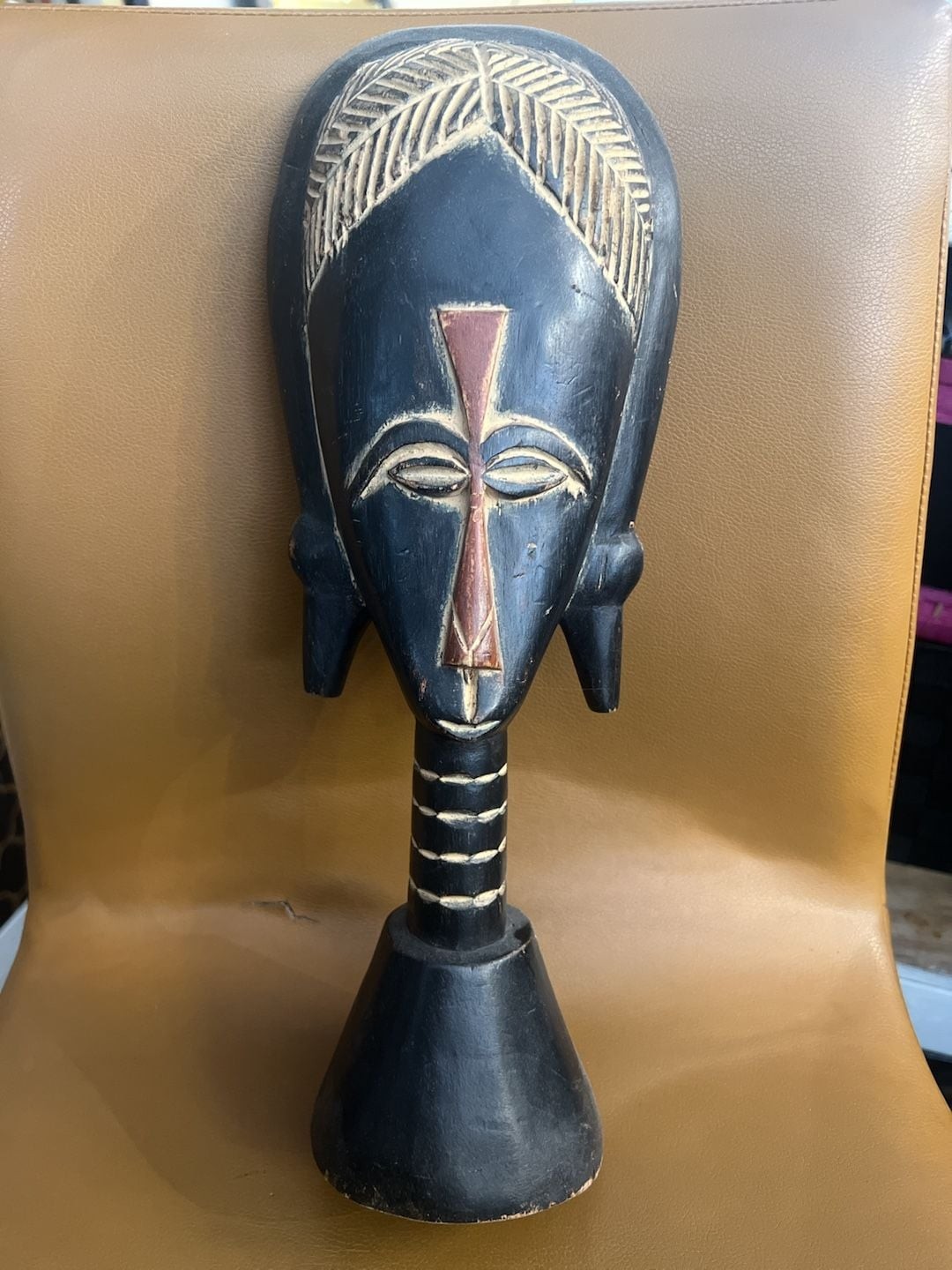 Handcrafted in Ghana African Wood Carved Tribal Mask Sculpture 15 Inch Handcrafted in Ghana African Wood Carved Tribal Mask Sculpture 15 Inch
