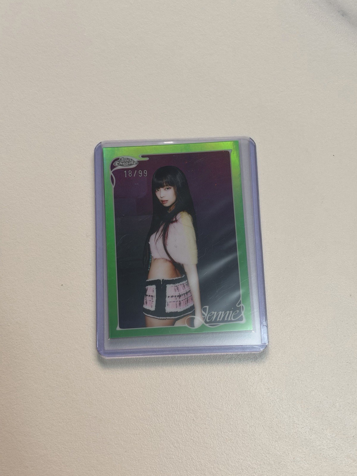 2026 Topps Chrome x Jennie #14 Mantra Ruby Green Foil Refractor Parallel 18/99