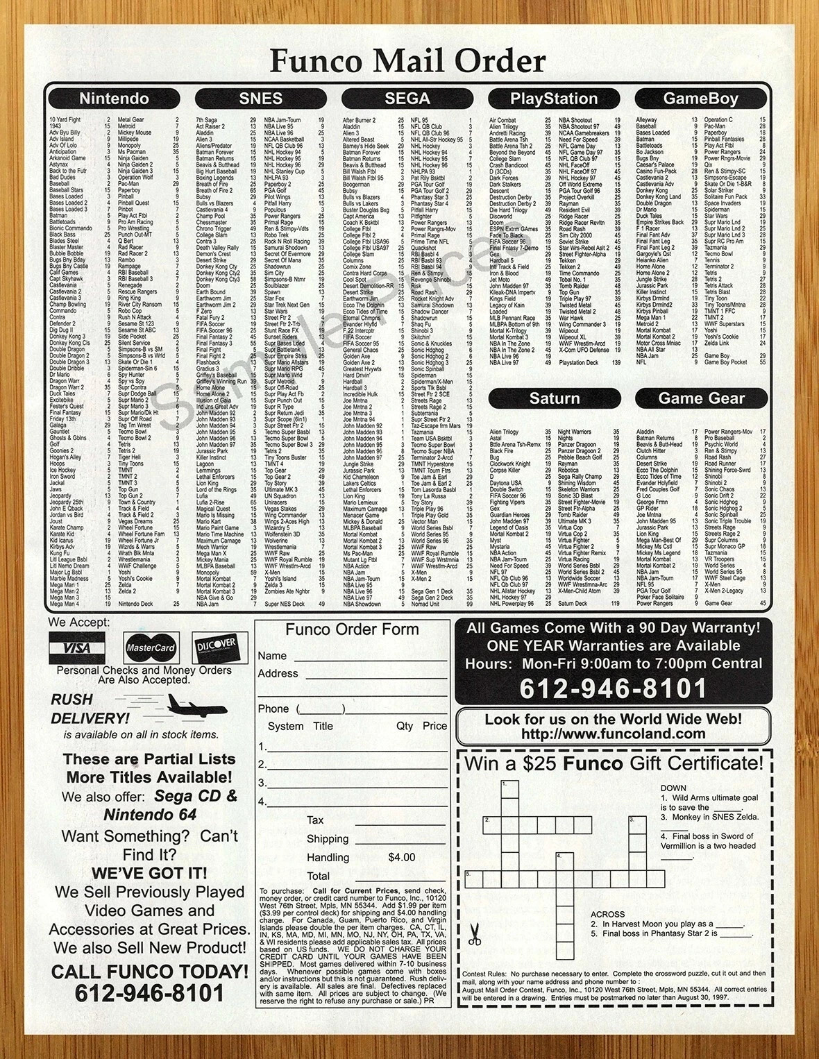 1997 Funcoland Video Game Mail Order Vintage Authentic POSTER FRAME &SIZE OPTION 1997 Funcoland Video Game Mail Order Vintage Authentic POSTER FRAME &SIZE OPTION